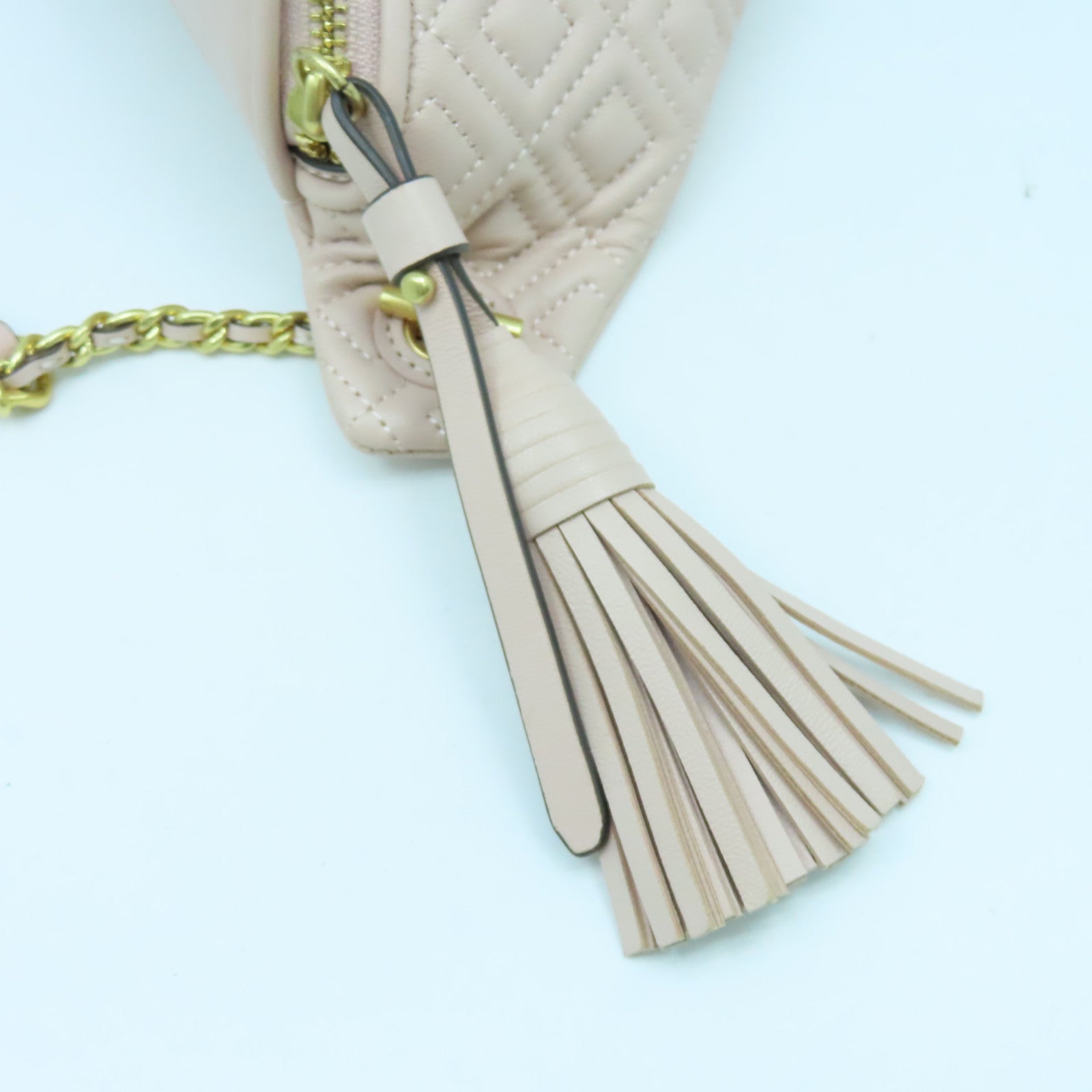Tory Burch 菱格羊皮皮革Waist Bag金扣胸前包粉紅色
