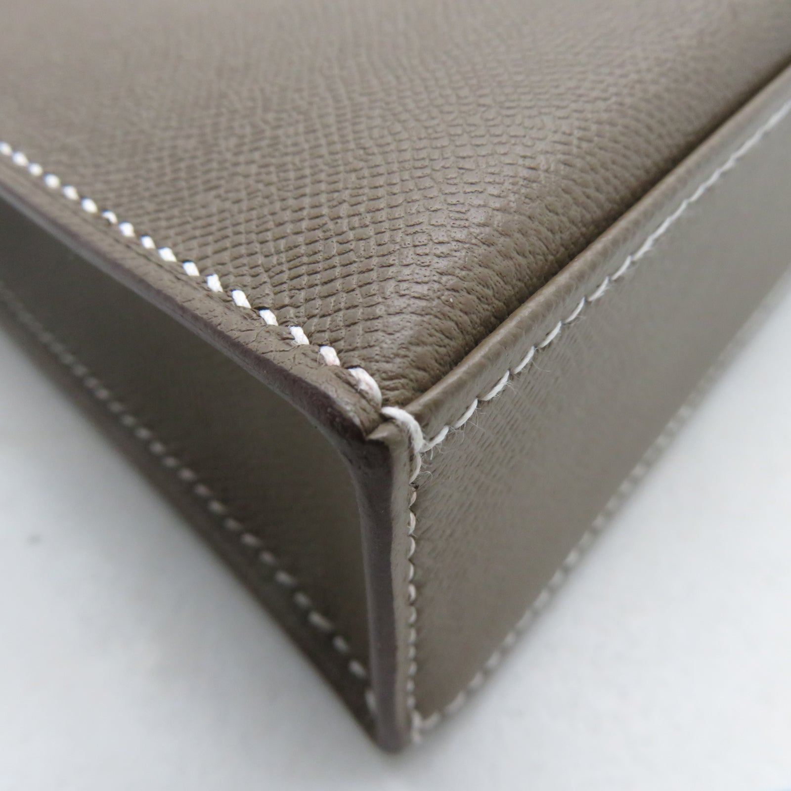HERMES Madame皮革 Kelly Elan金扣肩背袋Etoupe大象灰色