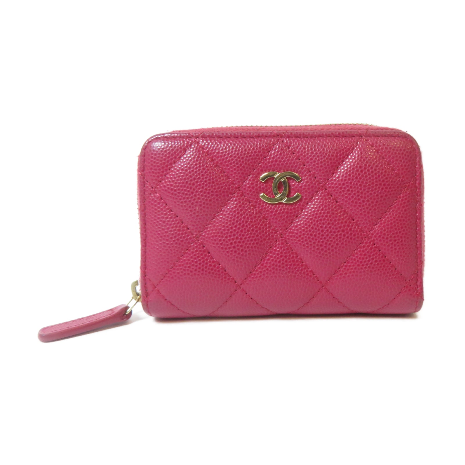 CHANEL 菱格Caviar皮革Classic Coin Case金扣零錢包粉紅色