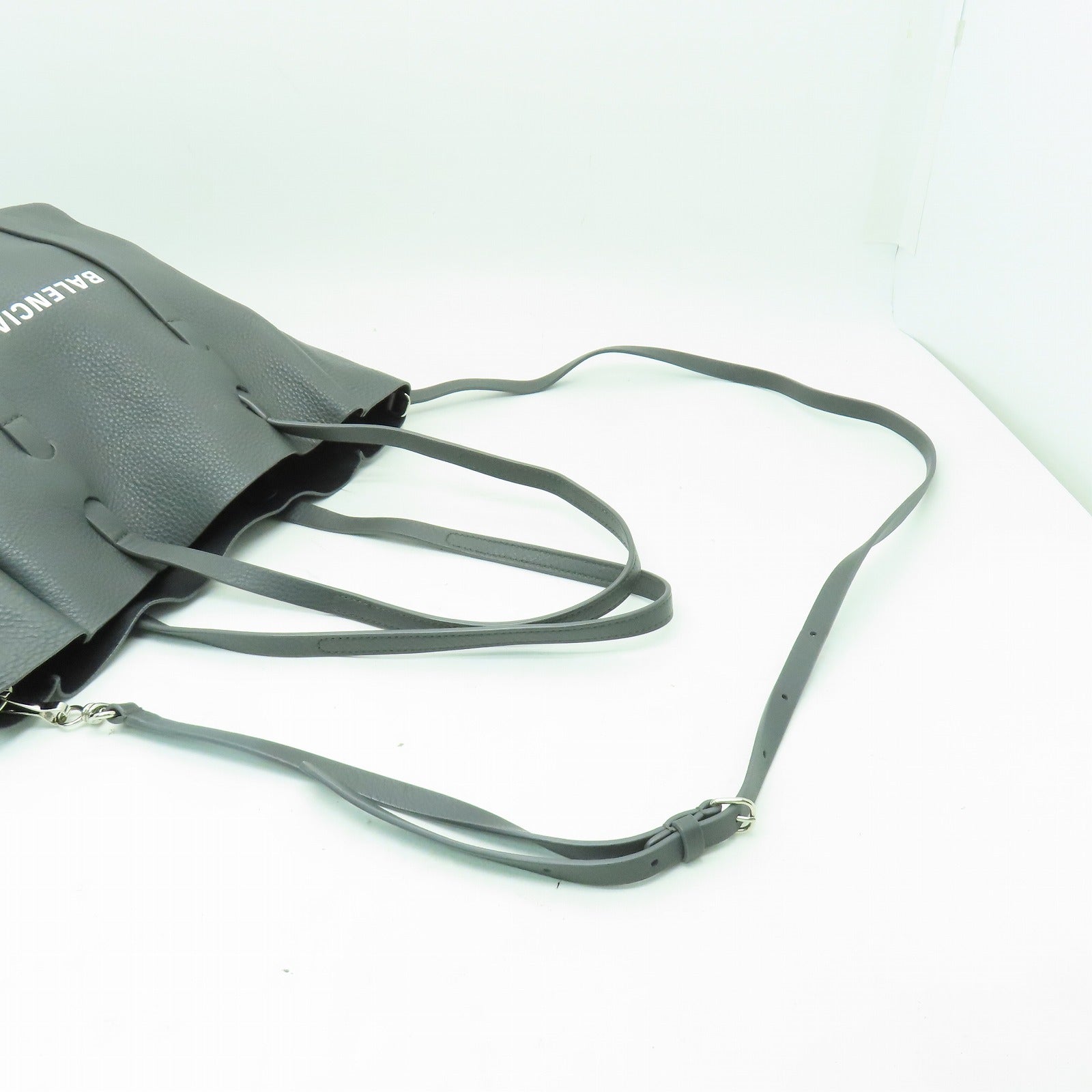 BALENCIAGA 牛皮皮革2way Shoulder Bag銀扣手挽肩背兩用袋灰色