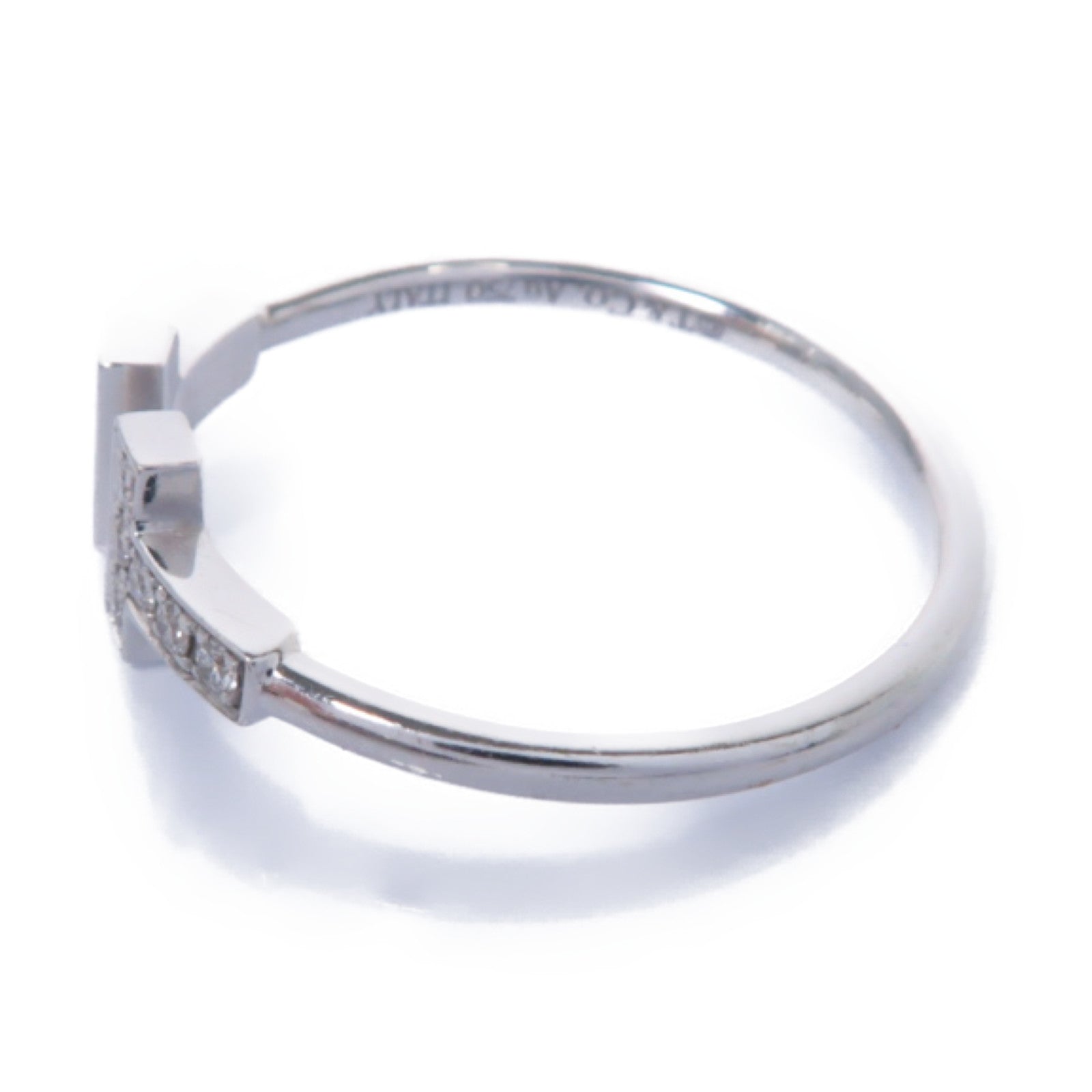 TIFFANY＆CO 18K白金T-wire Ring 0.13ct鑽石戒指US#9