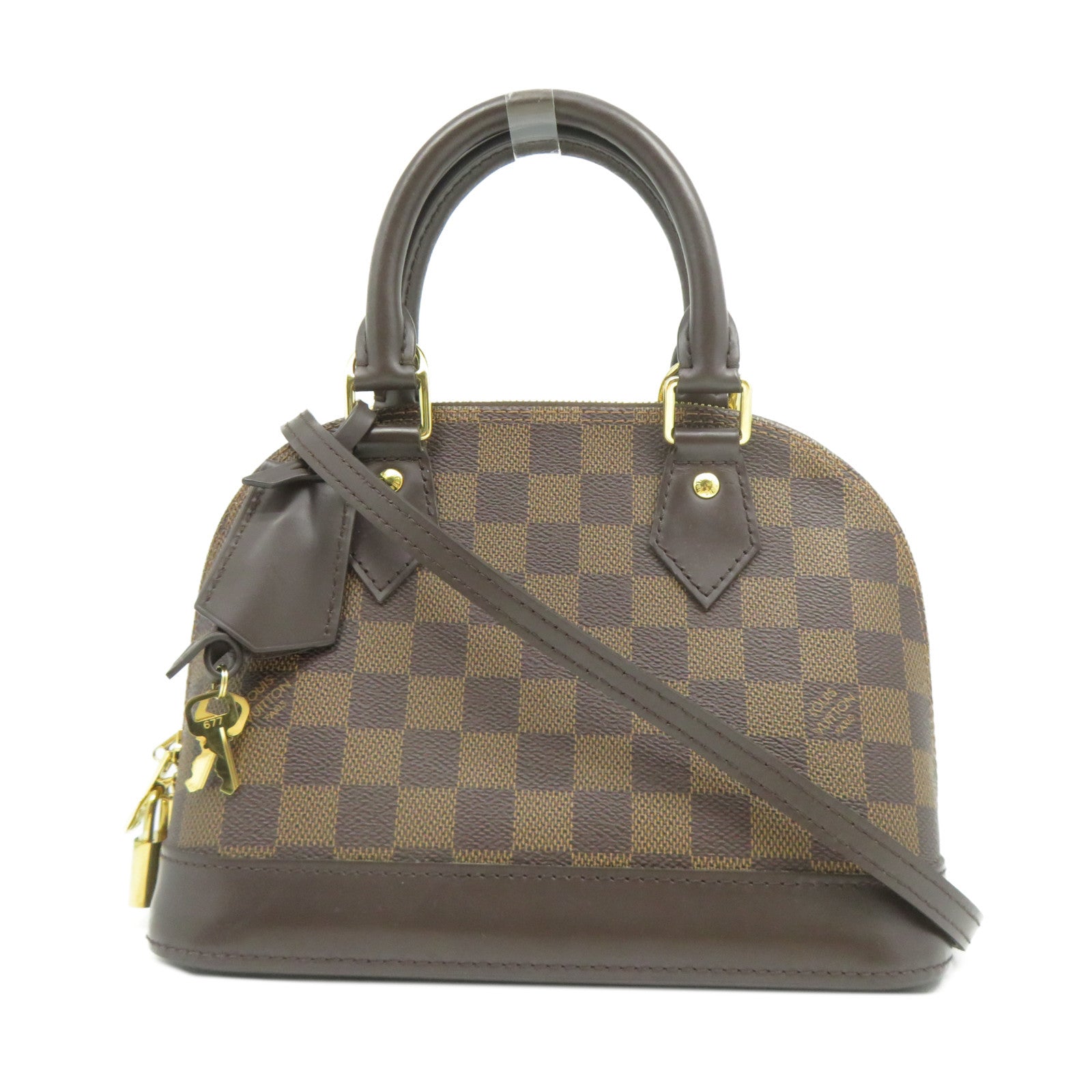 LOUIS VUITTON Damier Alma BB金扣手挽肩背兩用袋啡色