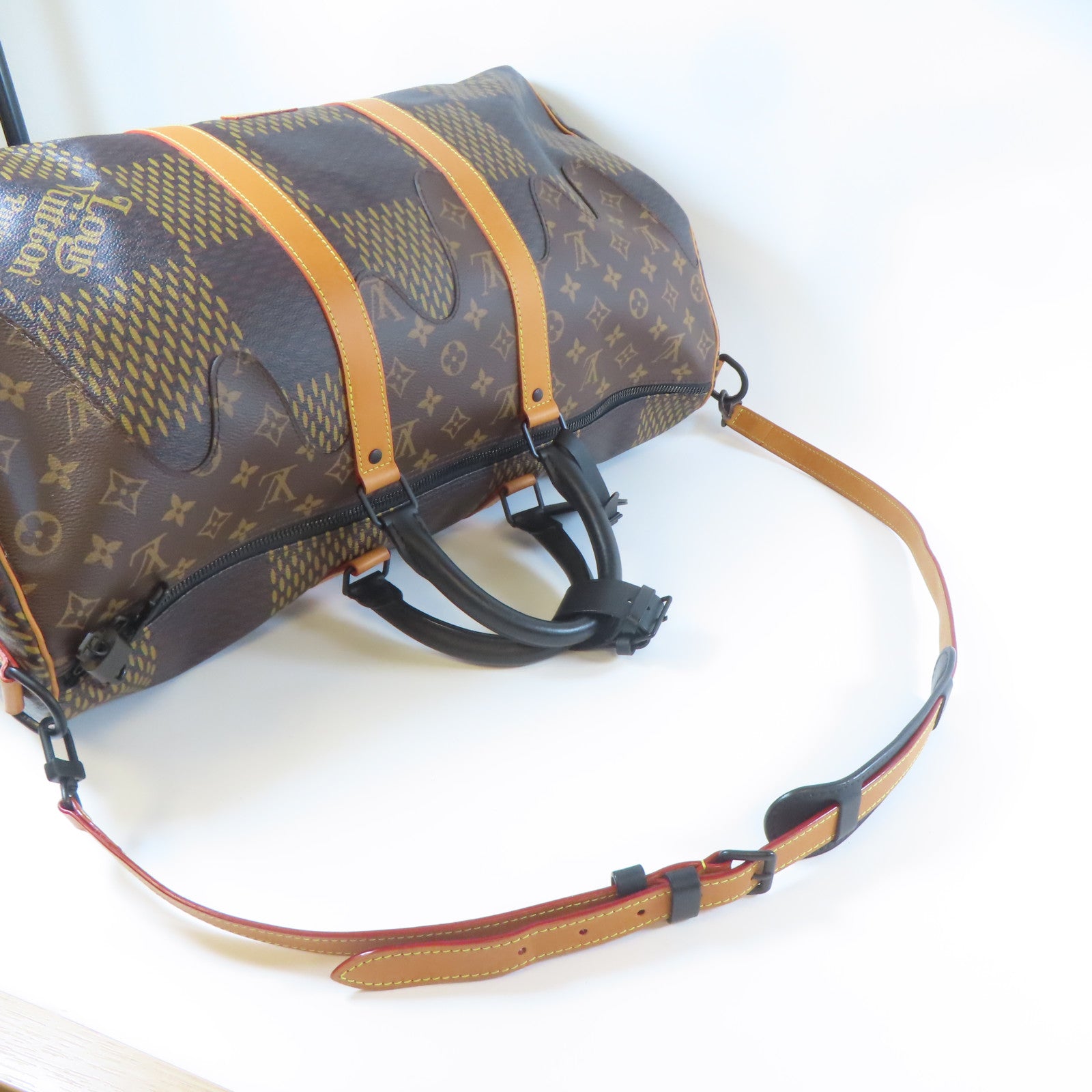 LOUIS VUITTON Monogram Keepall 50黑扣/銀扣手挽袋啡色