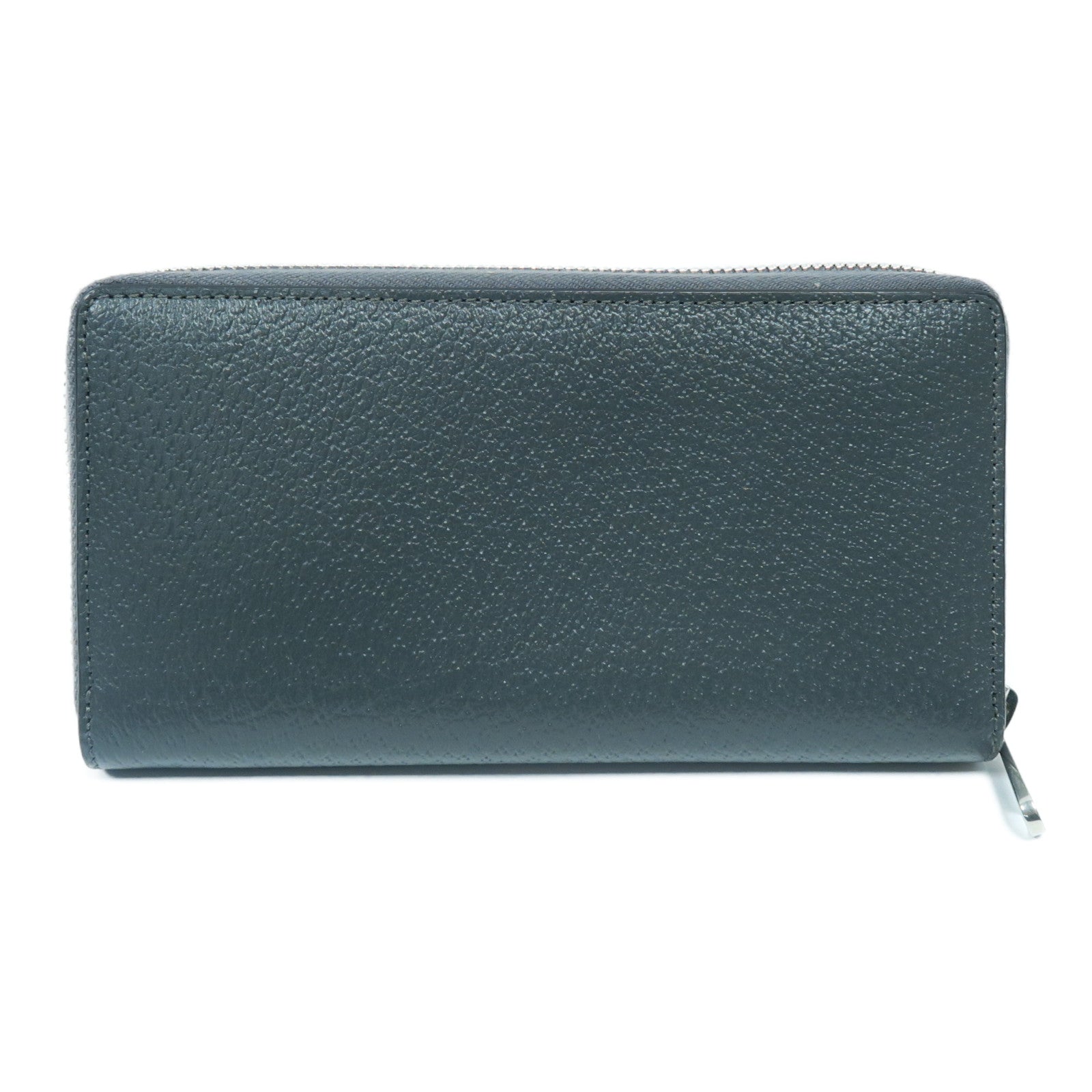 GUCCI 塗層帆布/皮革Long Wallet銀扣長錢包灰色