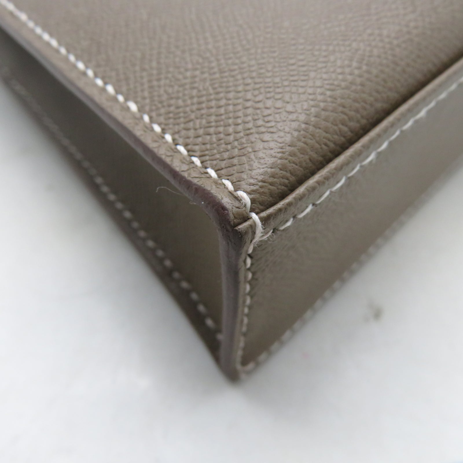 HERMES Madame皮革 Kelly Elan金扣肩背袋Etoupe大象灰色