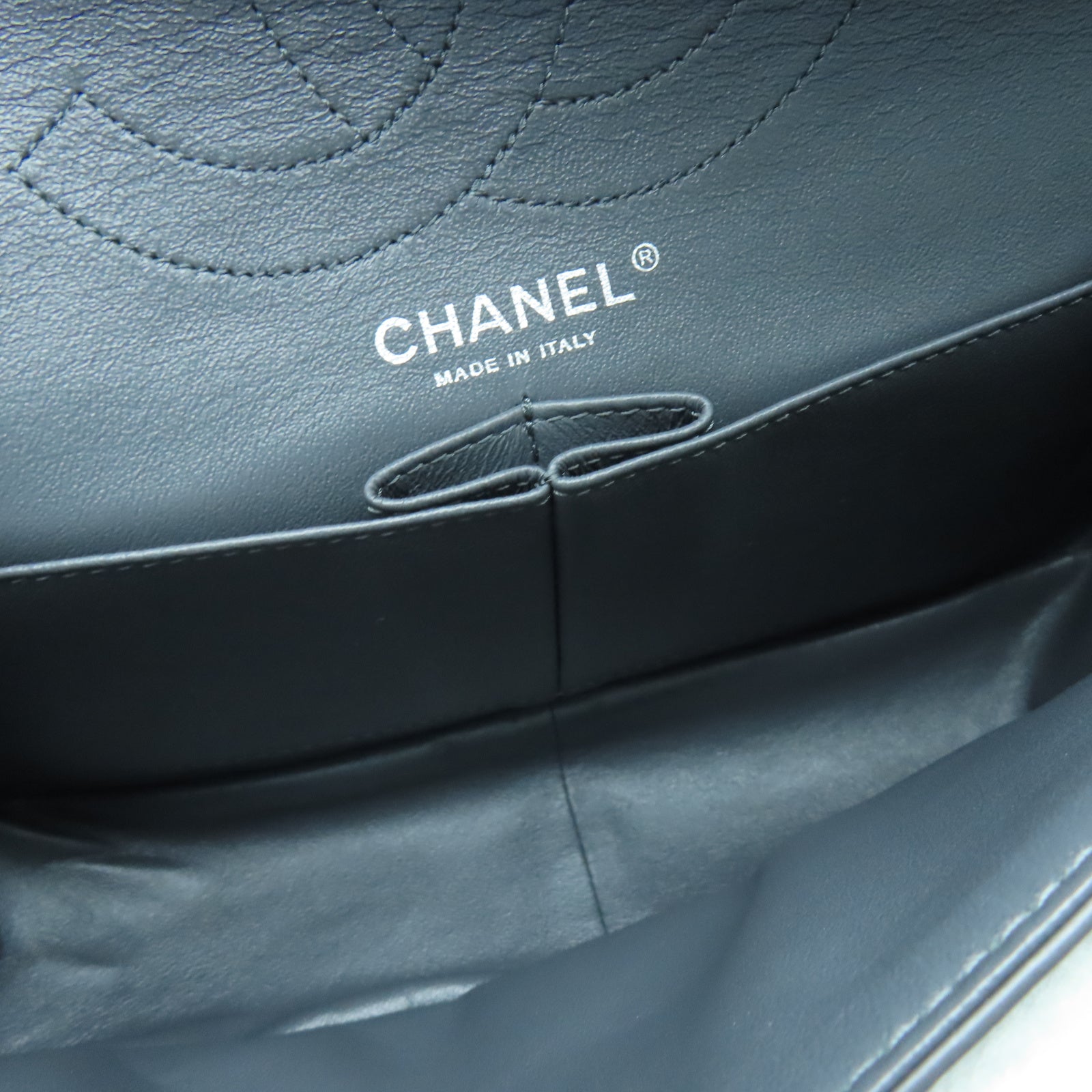 CHANEL rhombic cowhide leather 2.55 Chain Shoulder silver buckle chain shoulder bag gray