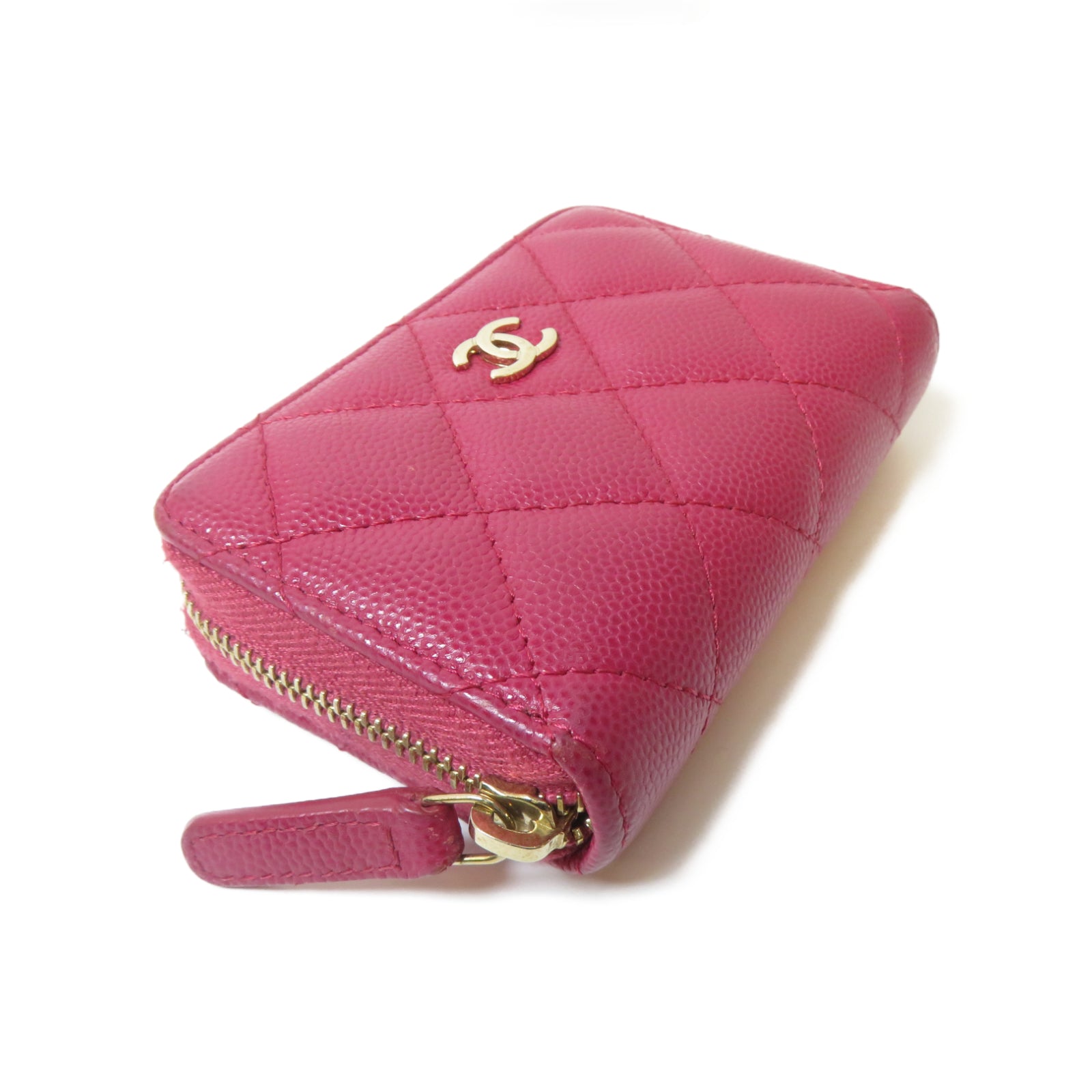 CHANEL 菱格Caviar皮革Classic Coin Case金扣零錢包粉紅色