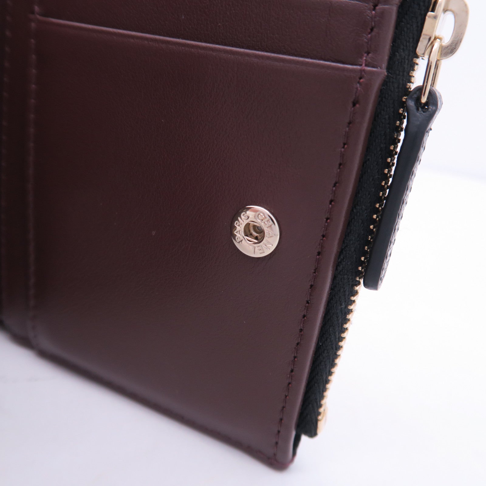 CHANEL 菱格Caviar皮革Wallet銀扣錢包黑色