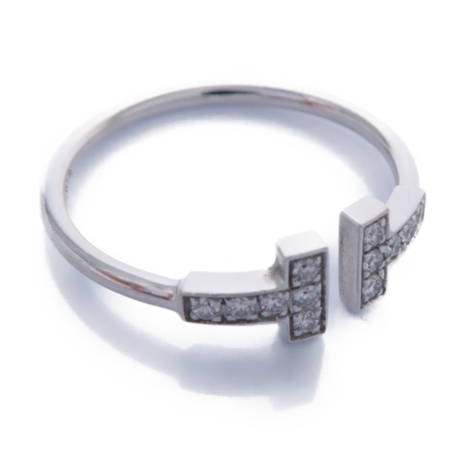 TIFFANY＆CO 18K白金T-wire Ring 0.13ct鑽石戒指US#9