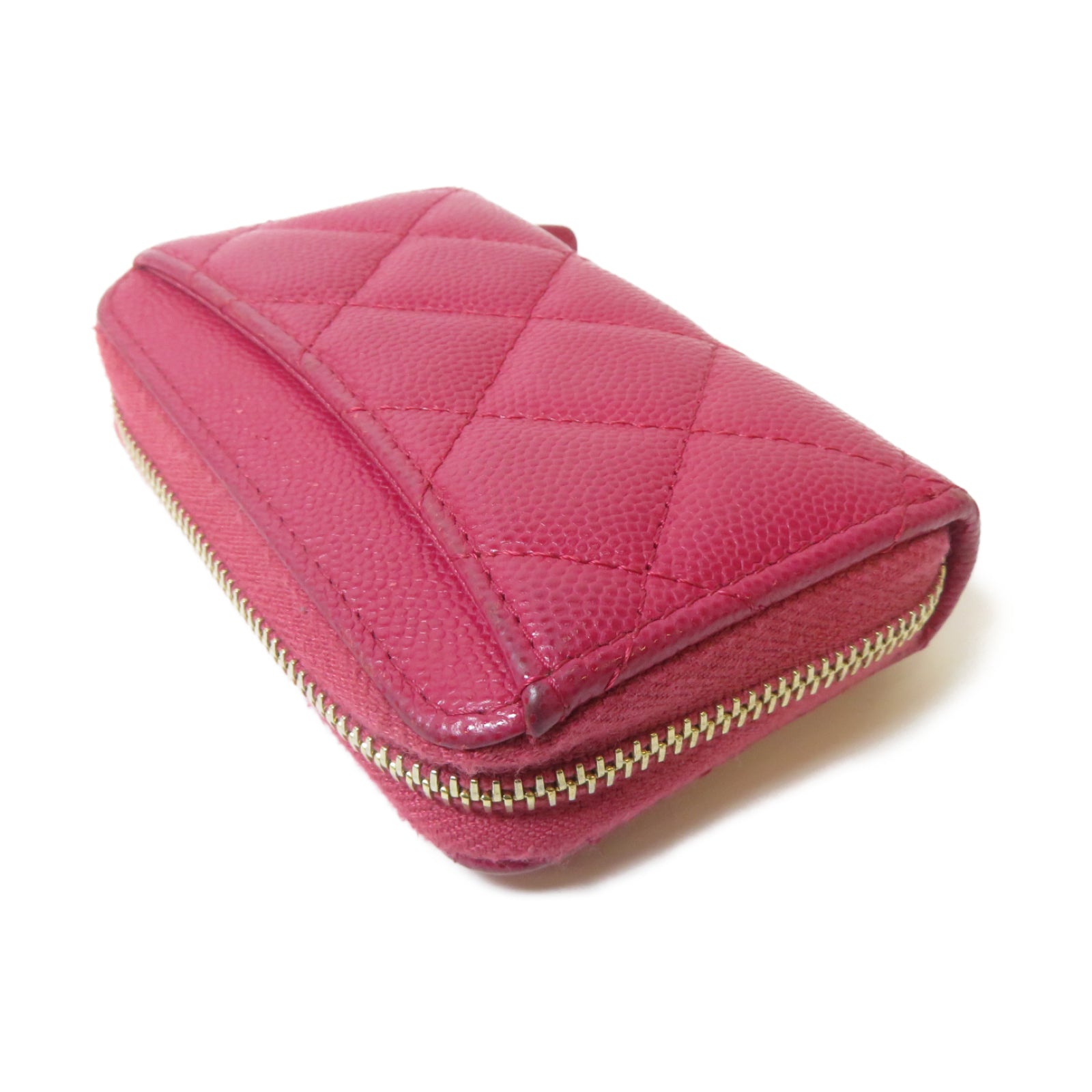 CHANEL 菱格Caviar皮革Classic Coin Case金扣零錢包粉紅色