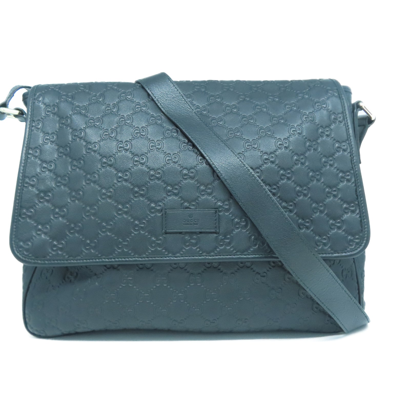 GUCCI 牛皮皮革Shoulder Bag銀扣肩背袋黑色