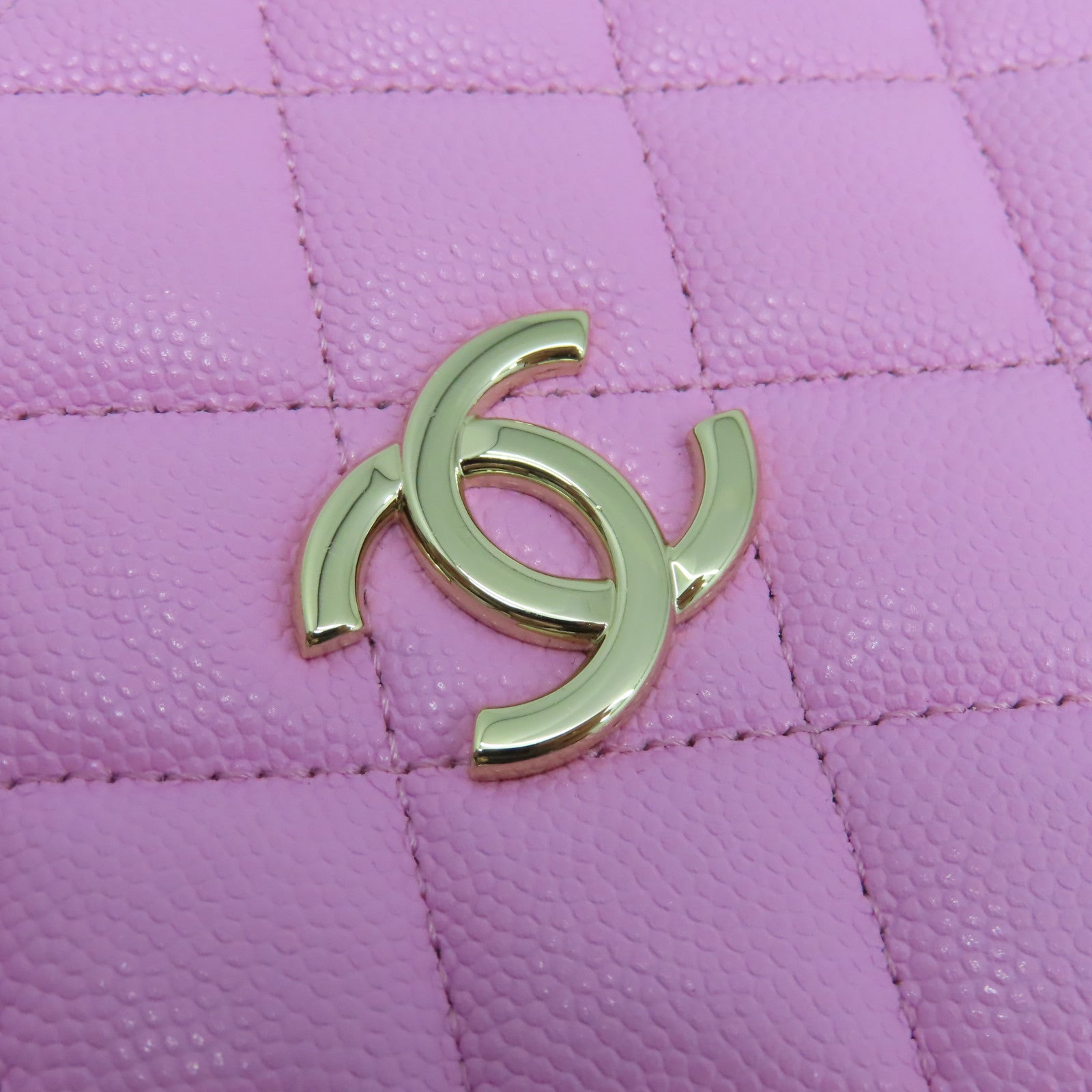 CHANEL 菱格牛皮皮革Chain Shoulder金扣鏈帶肩背袋粉紅色