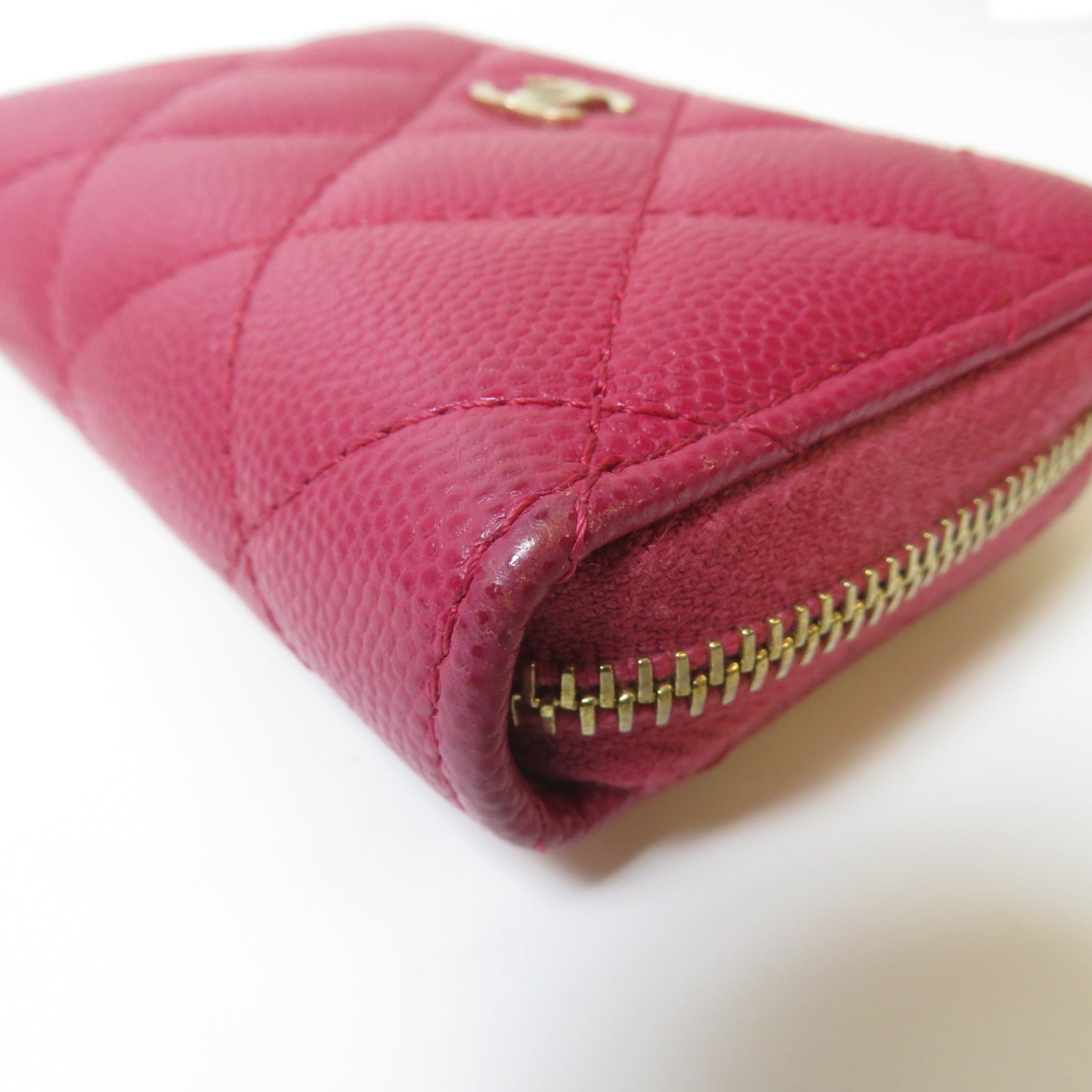 CHANEL 菱格Caviar皮革Classic Coin Case金扣零錢包粉紅色