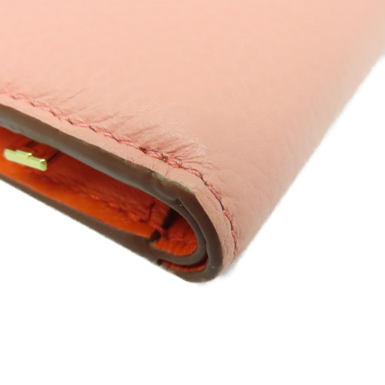 LOEWE 牛皮皮革Wallet金扣钱包粉红色