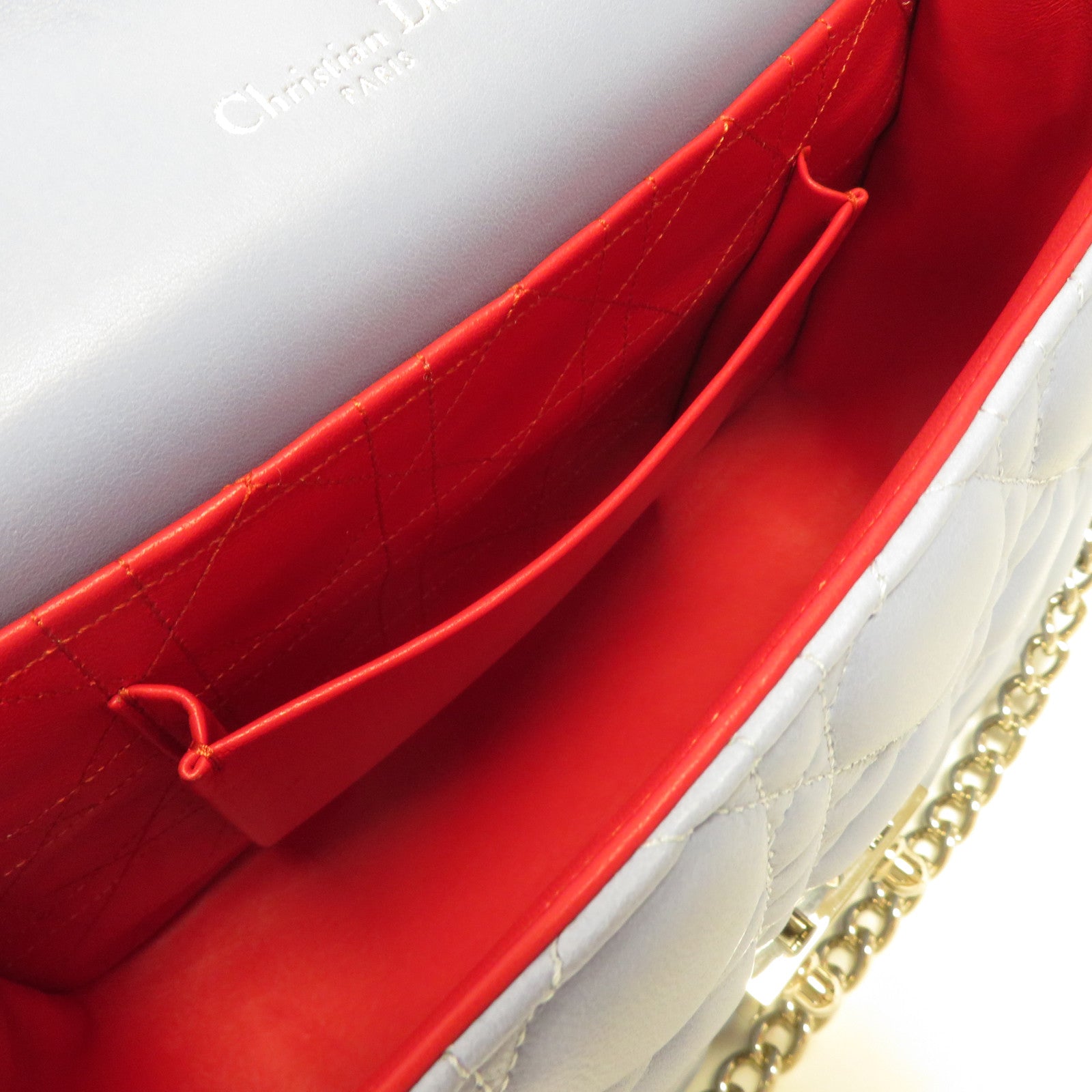 Dior 羊皮皮革Chain Shoulder銀扣鏈帶肩背袋淺藍色