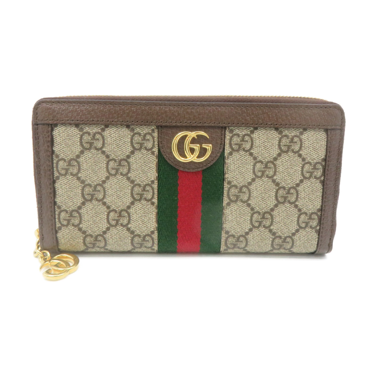 GUCCI Coated Canvas Zipper Long Wallet Zipper Long Wallet Brown