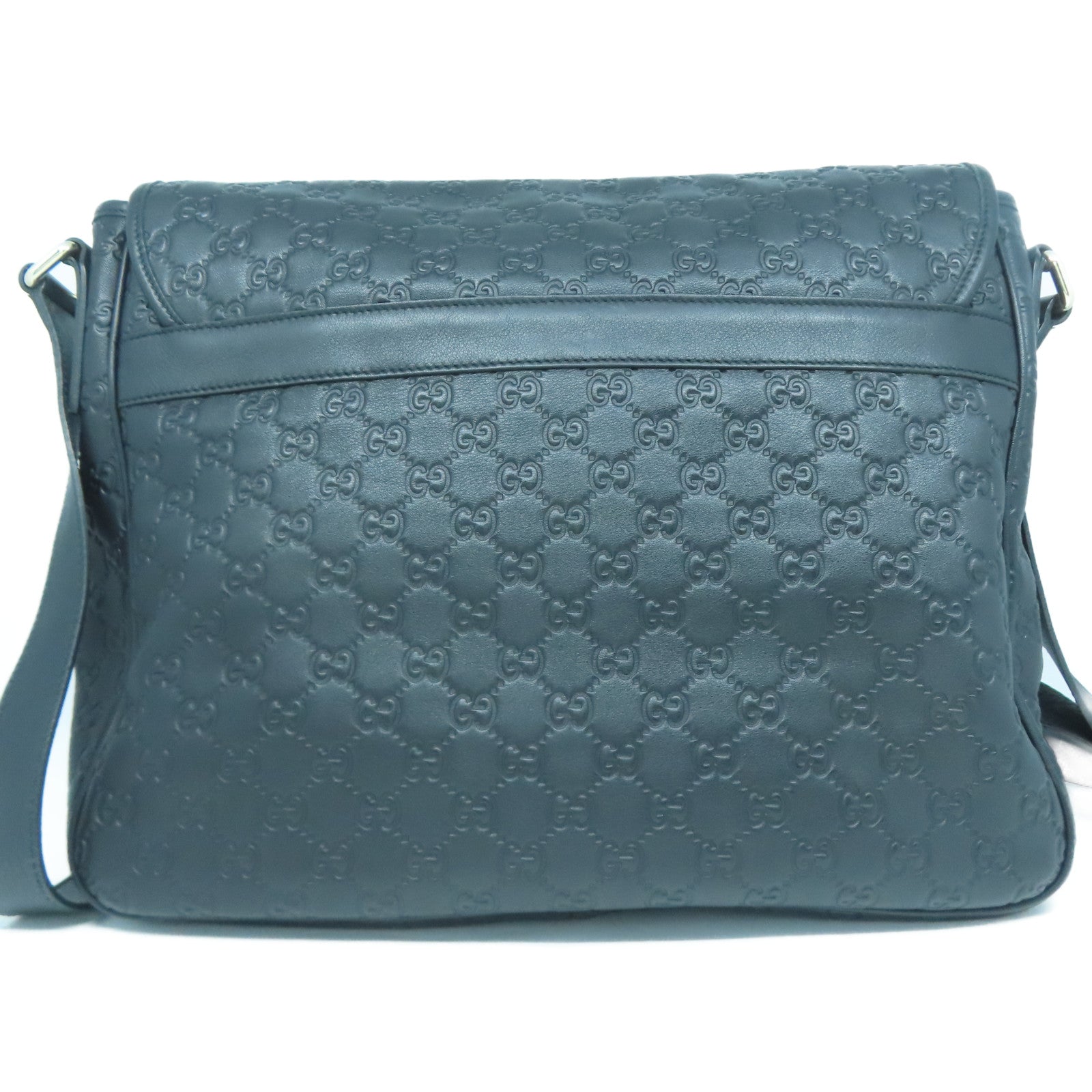 GUCCI 牛皮皮革Shoulder Bag銀扣肩背袋黑色