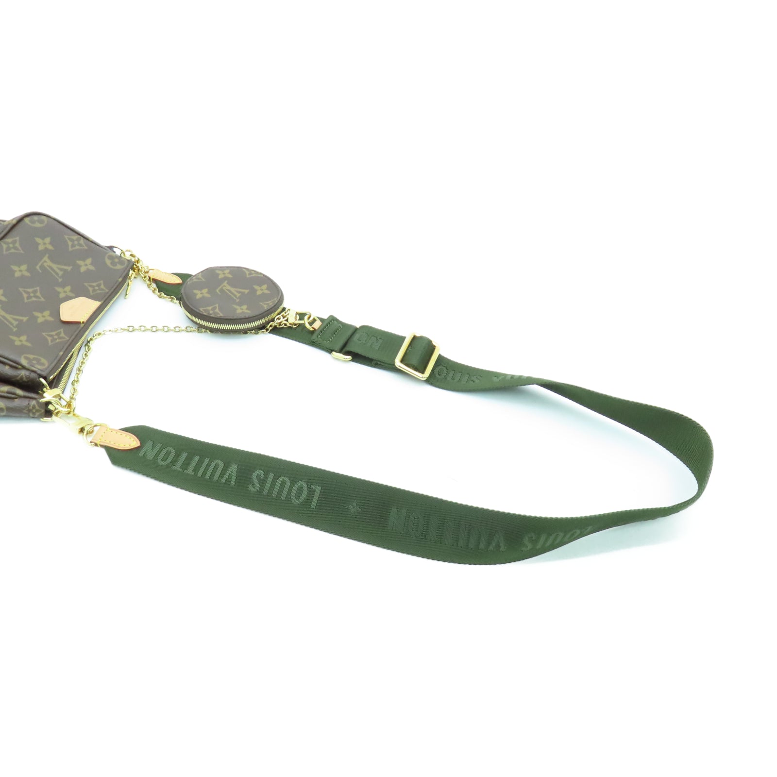 LOUIS VUITTON Monogram Multi Pochette Accessoires金扣肩背袋棕色