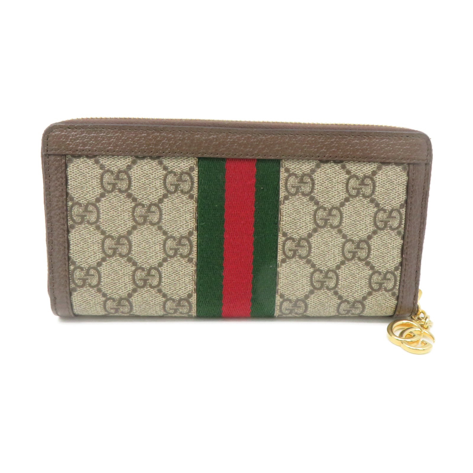 GUCCI Coated Canvas Zipper Long Wallet Zipper Long Wallet Brown