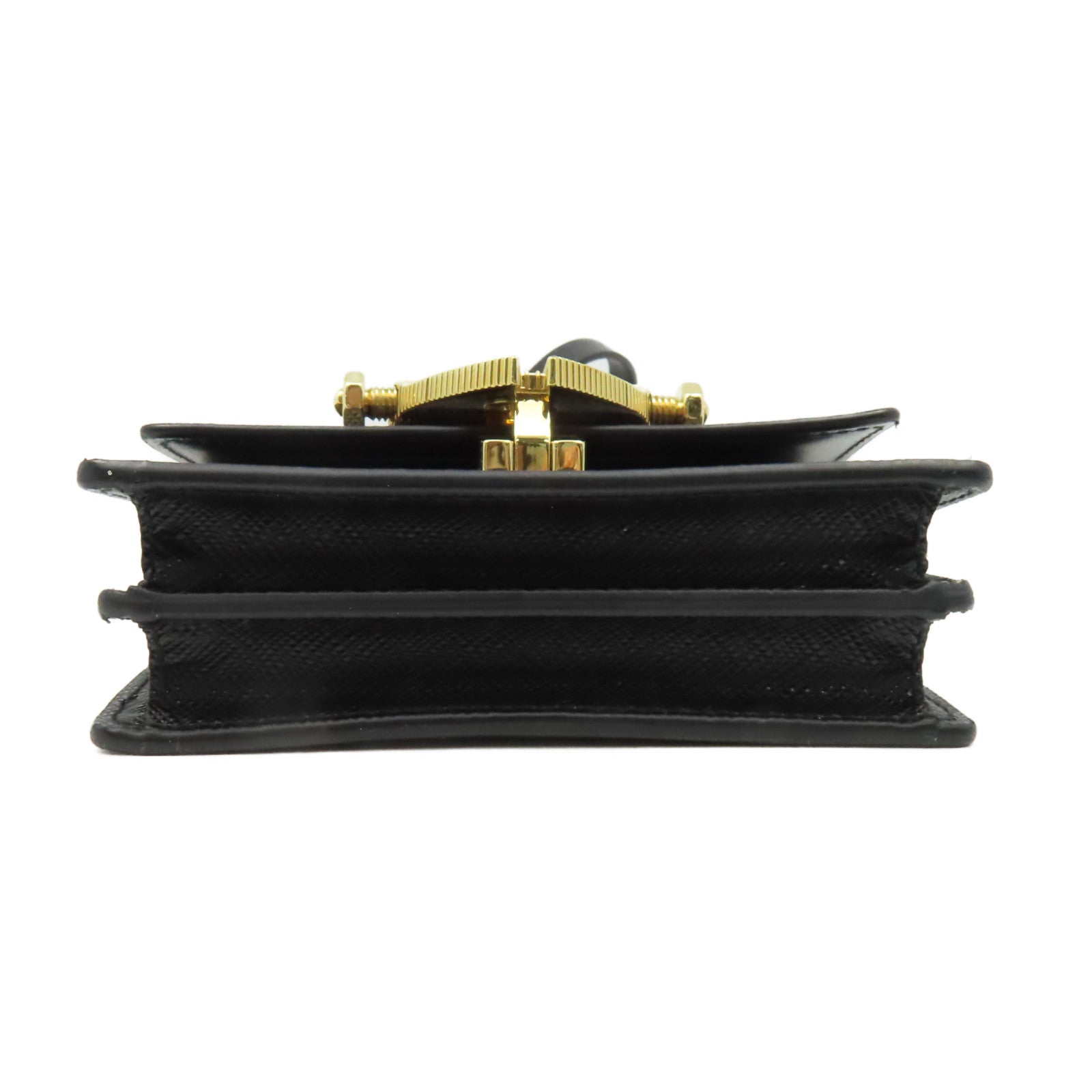 PRADA Saffiano皮革Shoulder Bag金扣肩背袋黑色