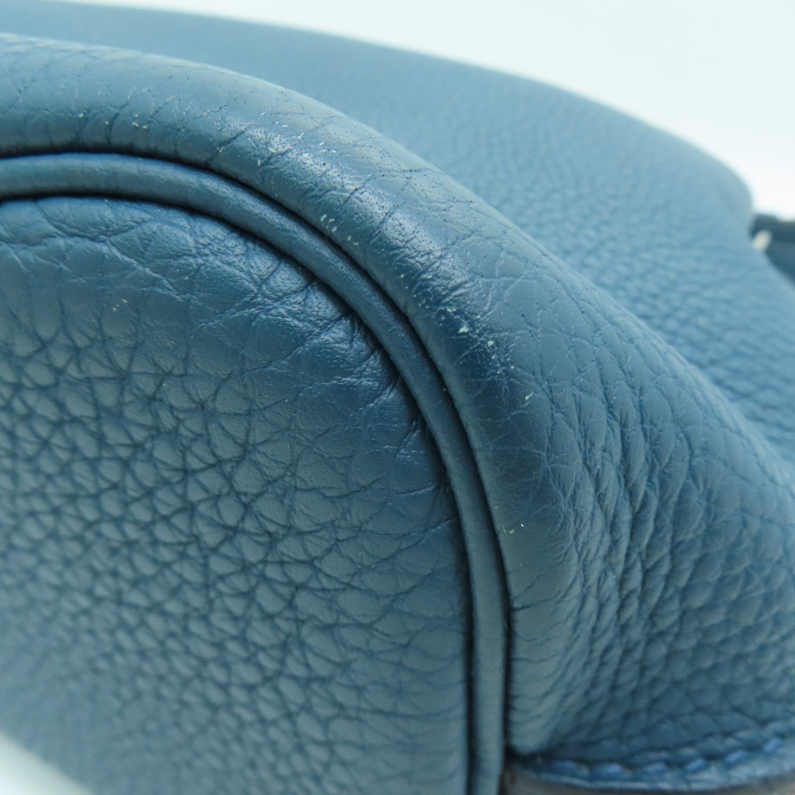 HERMES Togo Leather So Kelly 22 Silver Buckle Shoulder Bag Colvert Blue Blue