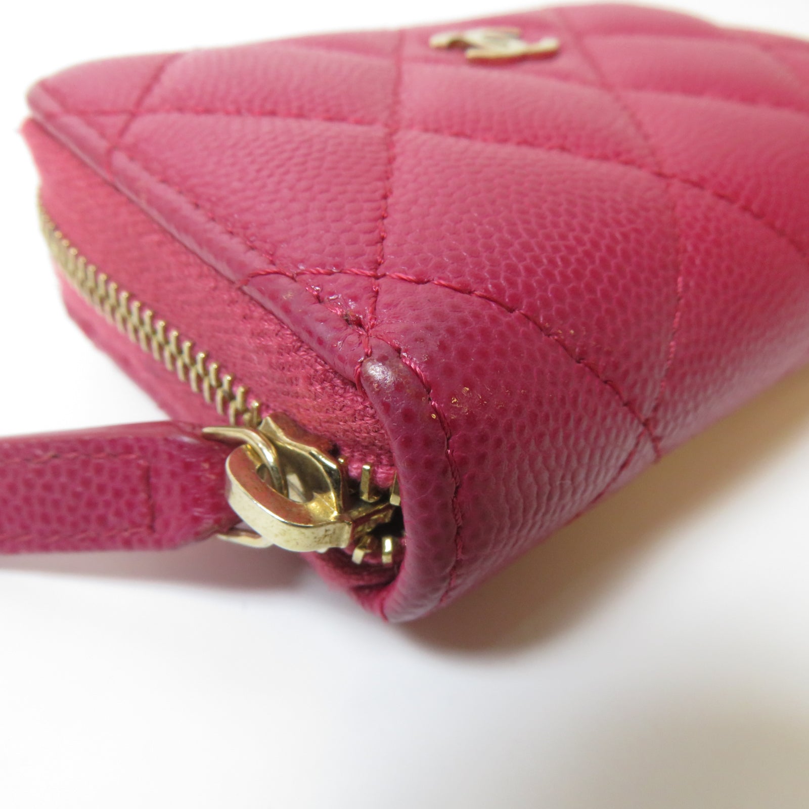 CHANEL 菱格Caviar皮革Classic Coin Case金扣零錢包粉紅色