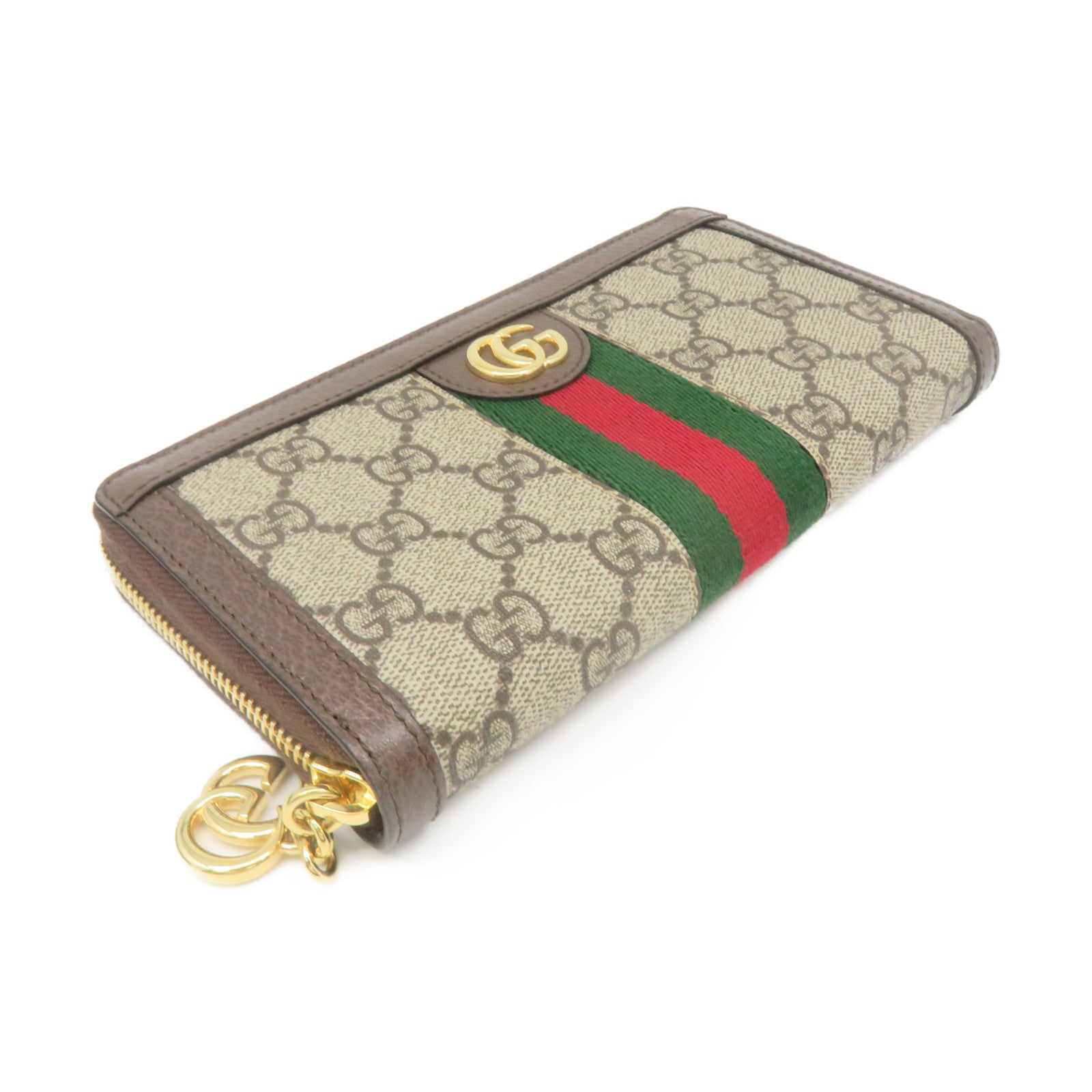 GUCCI Coated Canvas Zipper Long Wallet Zipper Long Wallet Brown