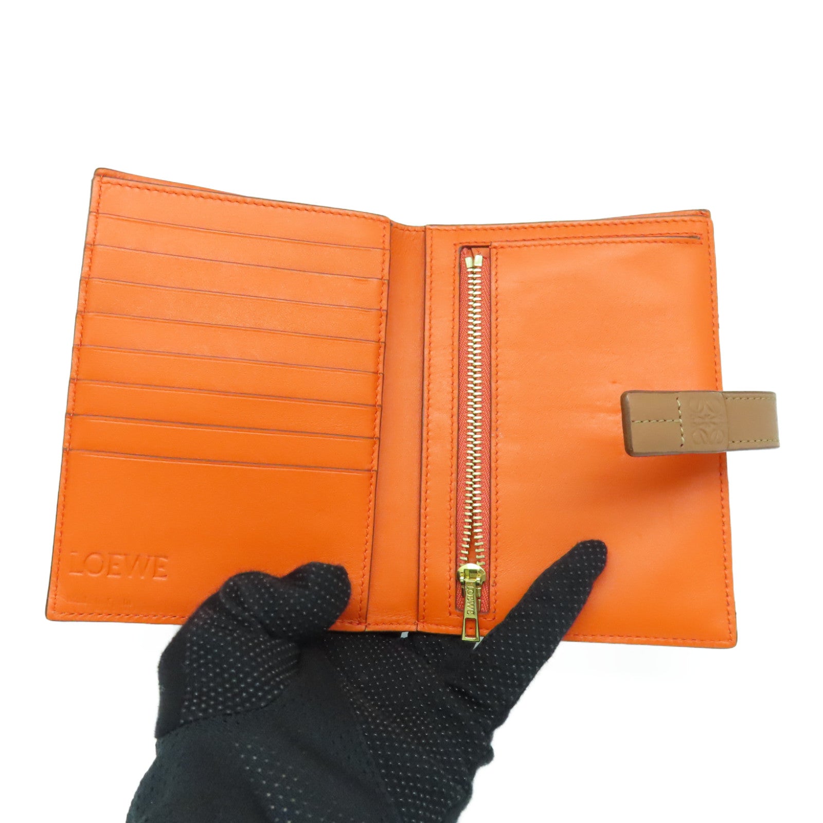 LOEWE 牛皮皮革Wallet金扣钱包粉红色