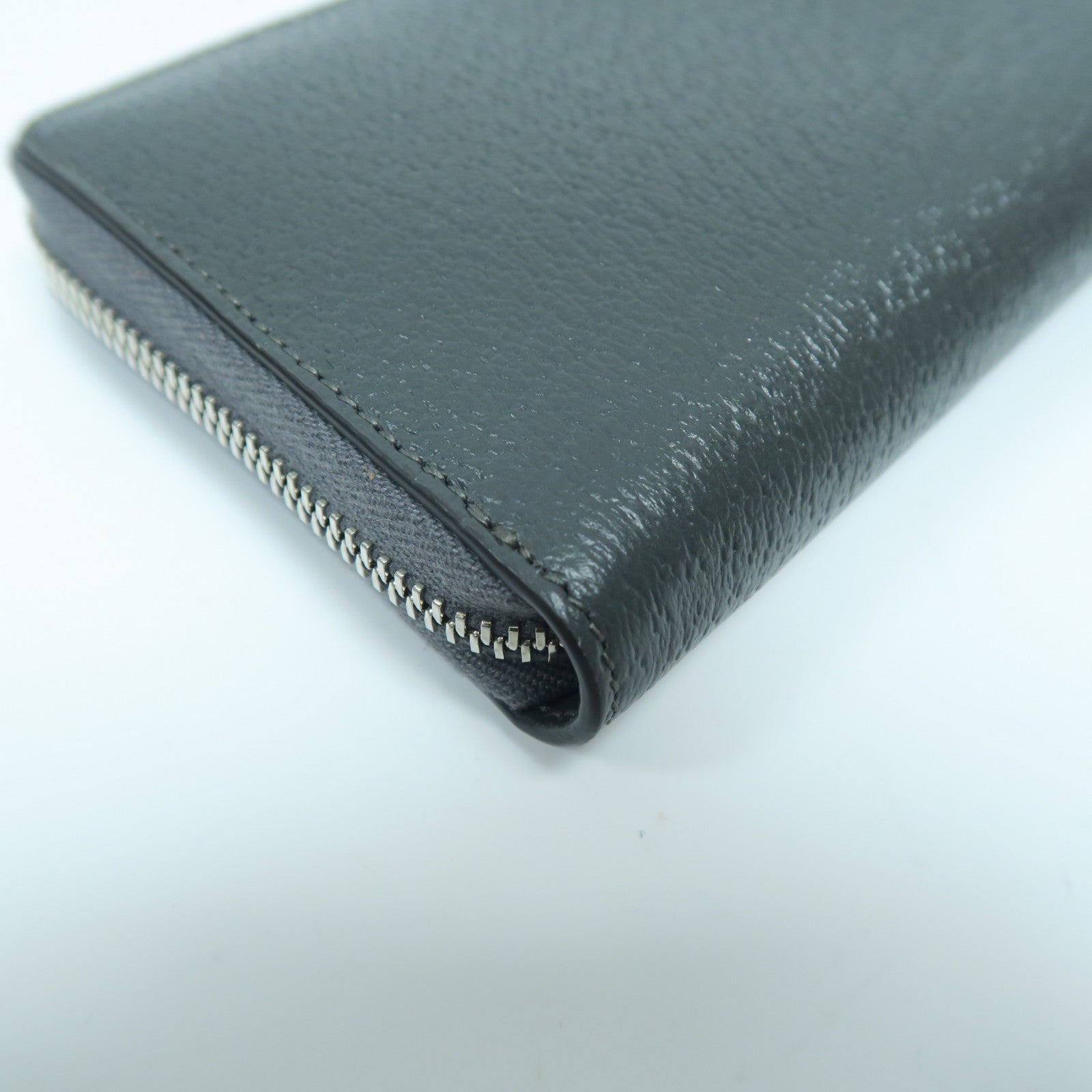 GUCCI 塗層帆布/皮革Long Wallet銀扣長錢包灰色