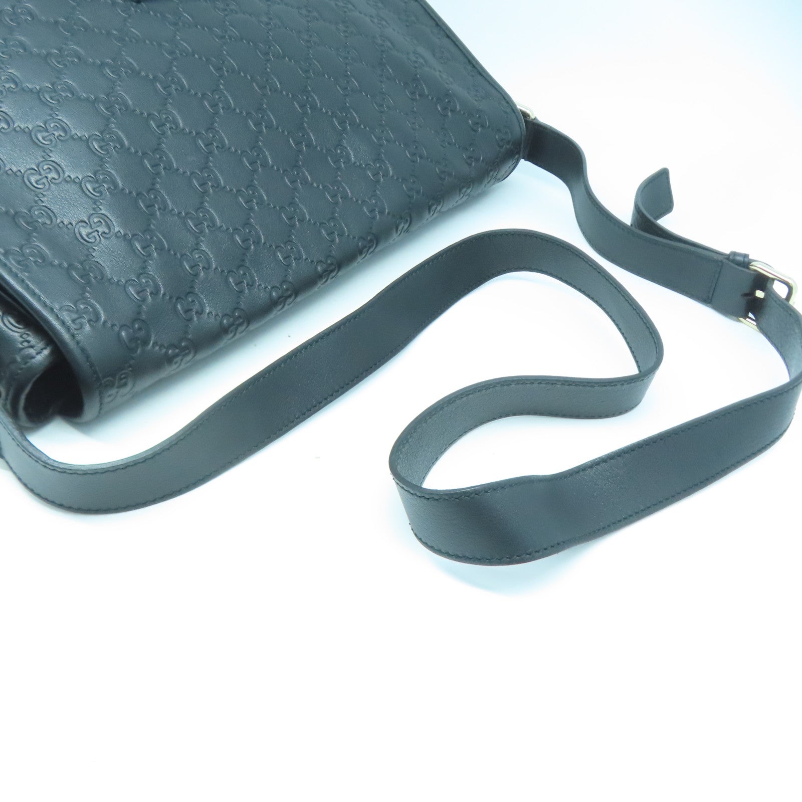 GUCCI 牛皮皮革Shoulder Bag銀扣肩背袋黑色
