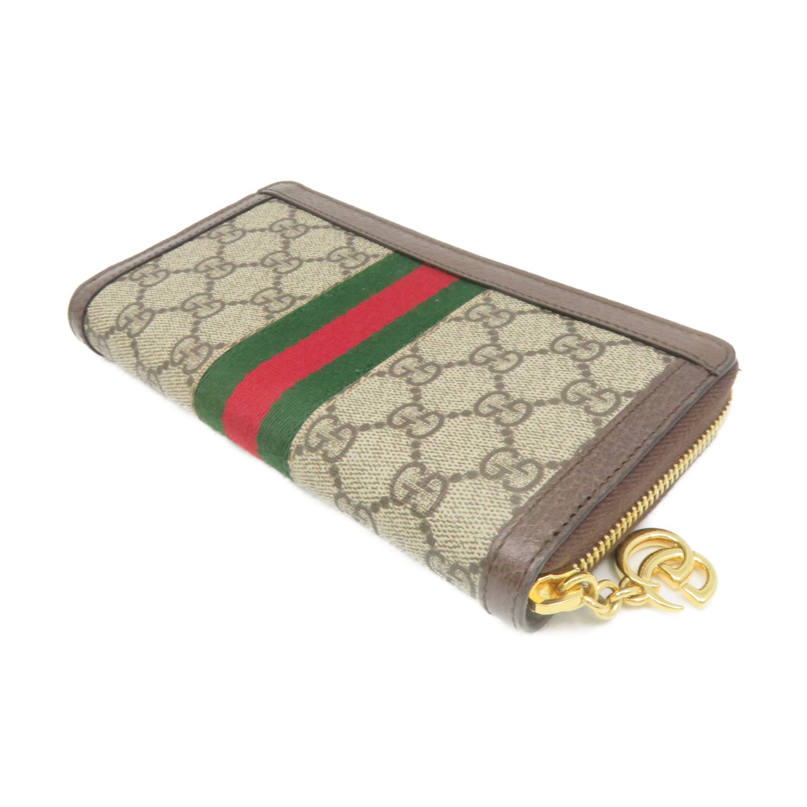 GUCCI Coated Canvas Zipper Long Wallet Zipper Long Wallet Brown