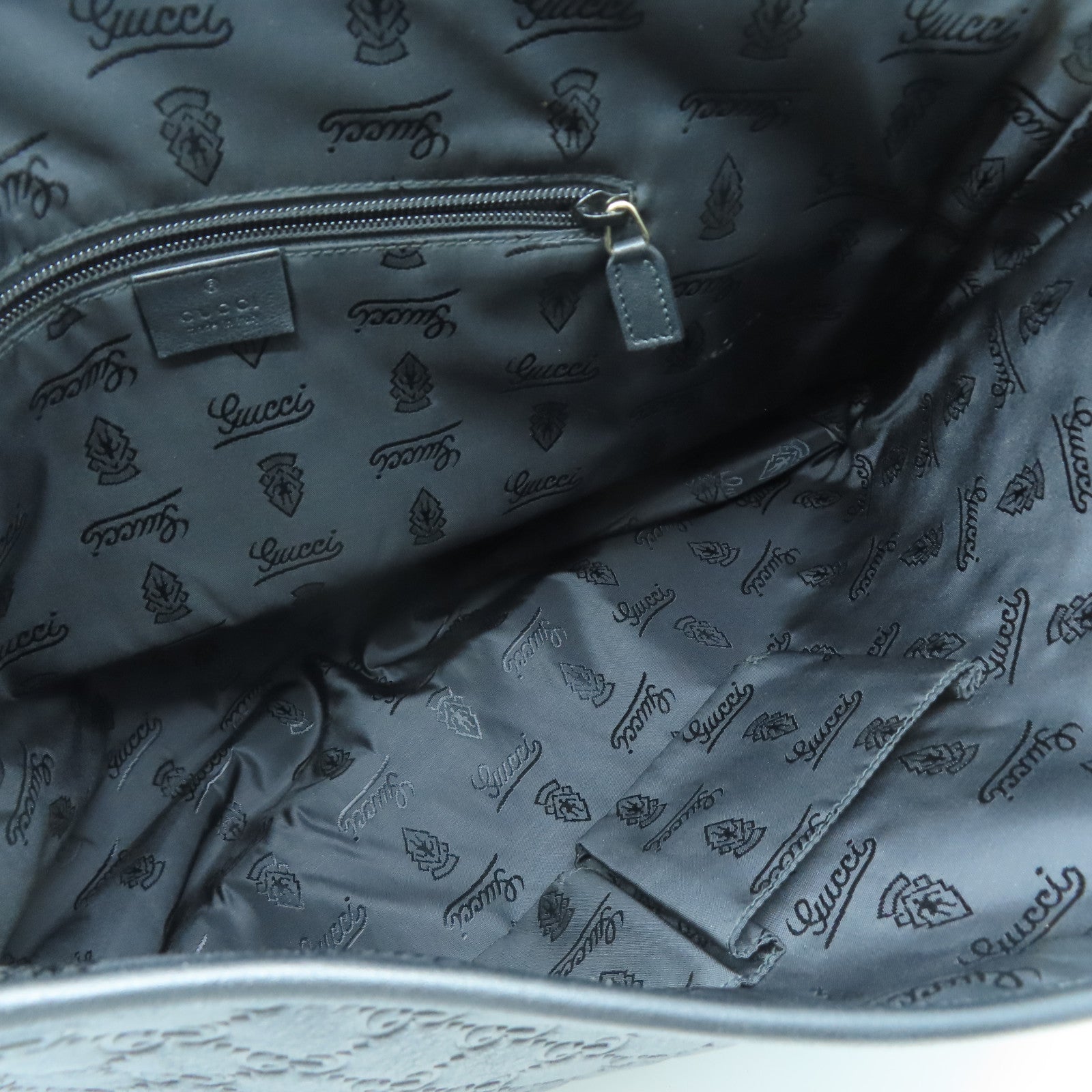 GUCCI 牛皮皮革Shoulder Bag銀扣肩背袋黑色