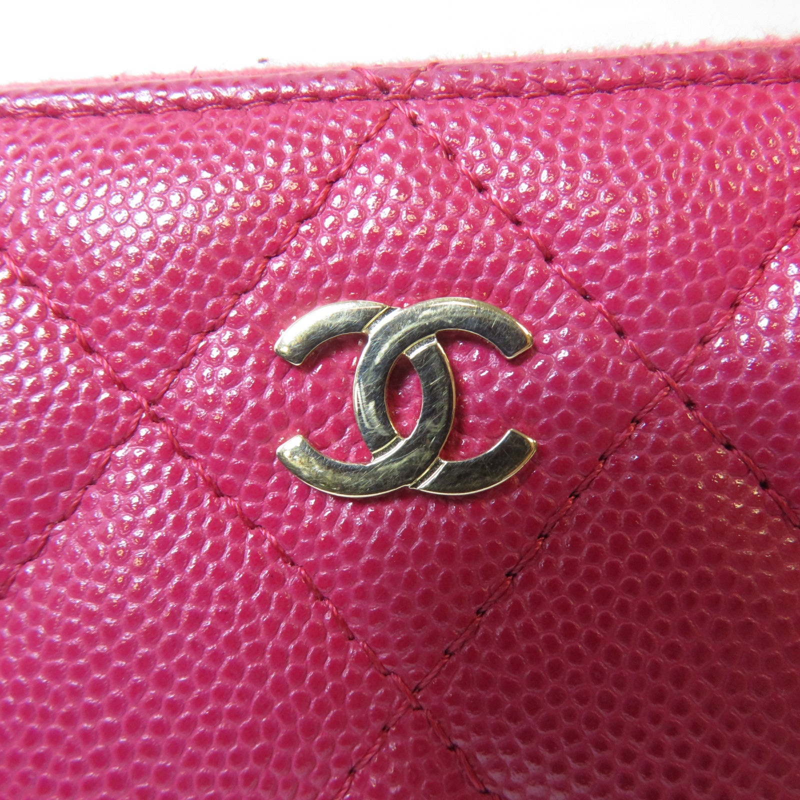 CHANEL 菱格Caviar皮革Classic Coin Case金扣零錢包粉紅色