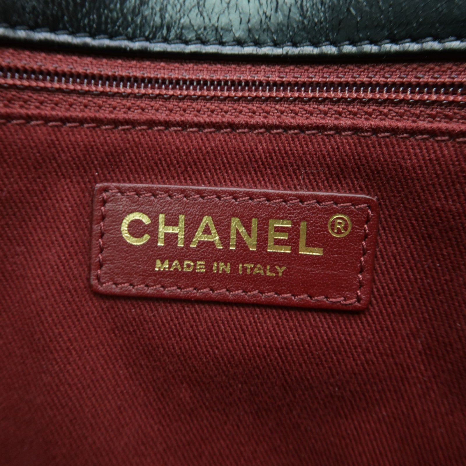 CHANEL 菱格帆布/牛皮皮革Chain Shoulder金扣鏈帶肩背袋黑色