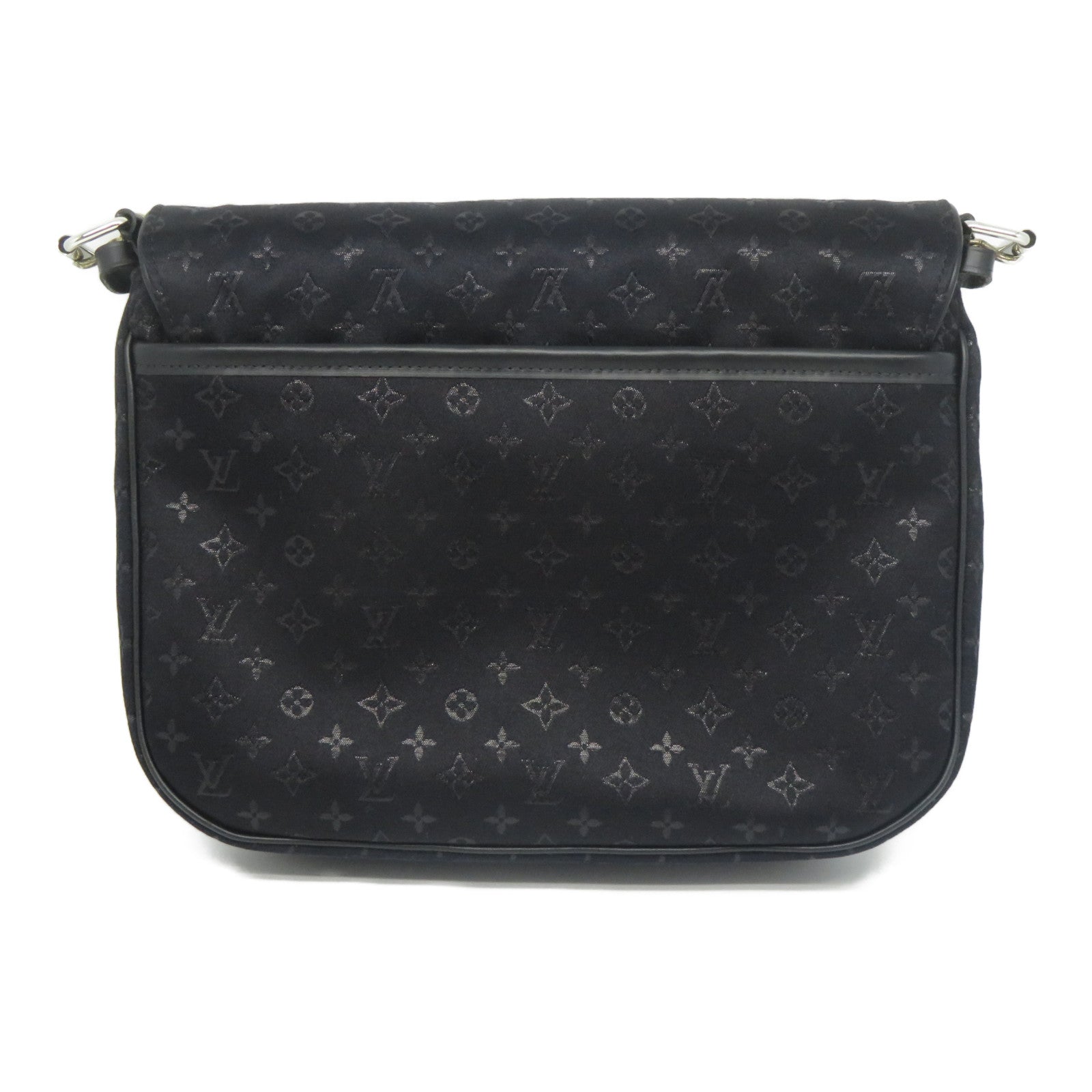 LOUIS VUITTON Monogram Satin Comte De Fe Musette銀扣肩背袋黑色
