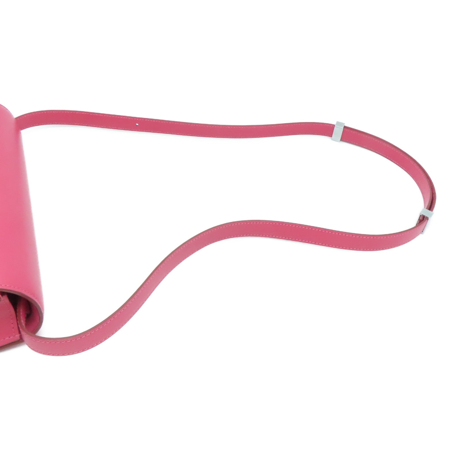 CELINE Cowhide Leather Box Silver Buckle Shoulder Bag Pink