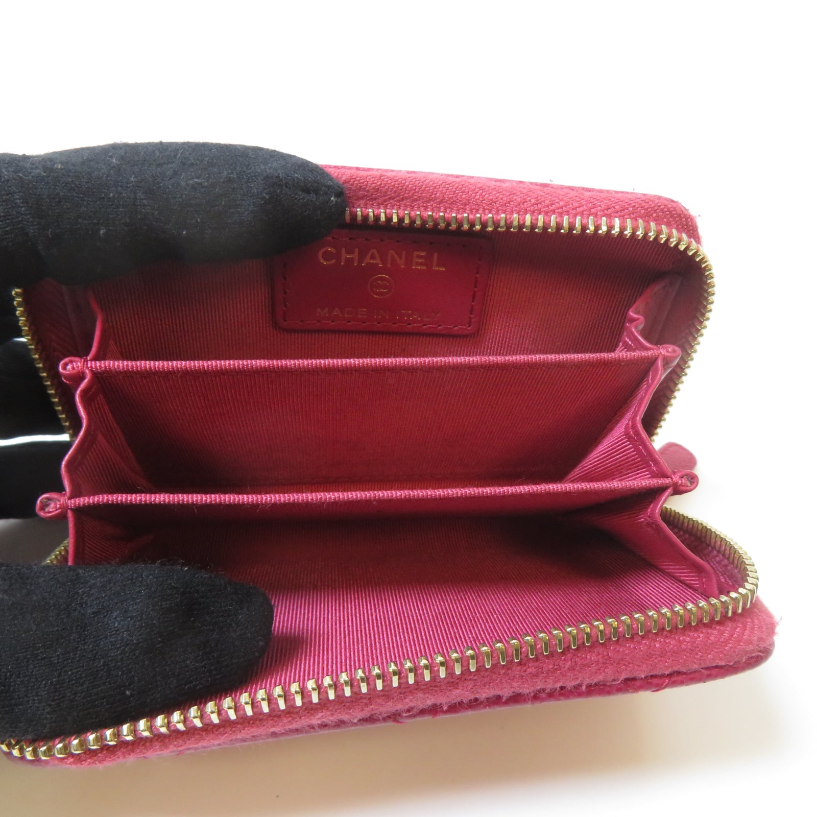 CHANEL 菱格Caviar皮革Classic Coin Case金扣零錢包粉紅色