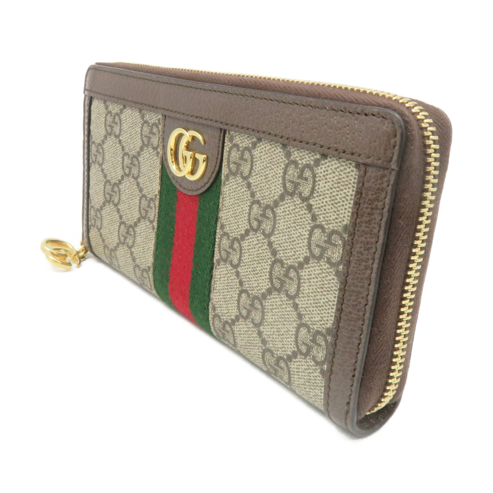 GUCCI Coated Canvas Zipper Long Wallet Zipper Long Wallet Brown