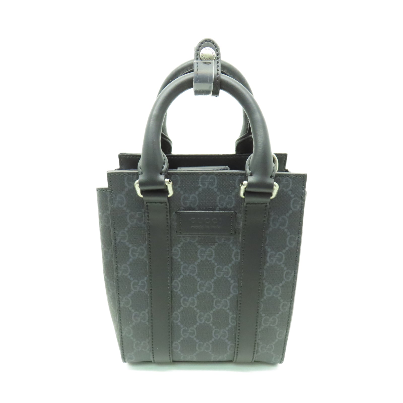 GUCCI 牛皮皮革Hand Bag銀扣手挽袋深藍色