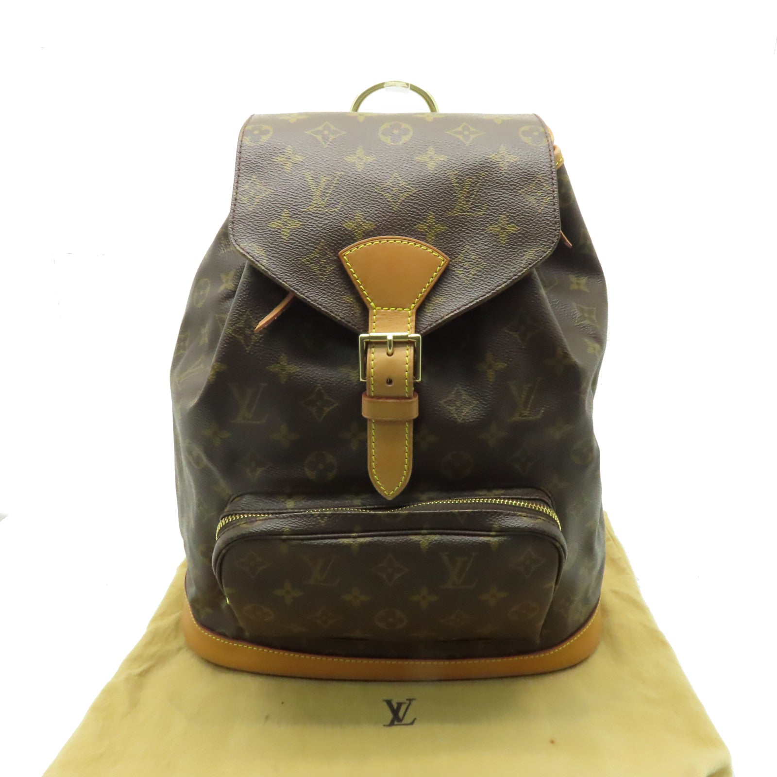 LOUIS VUITTON Monogram Montsouris GM金扣背包棕色