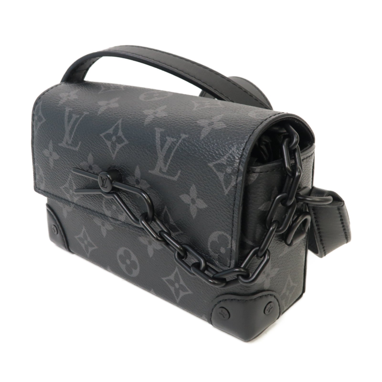 LOUIS VUITTON Monogram Eclipse Steamer肩背袋黑色
