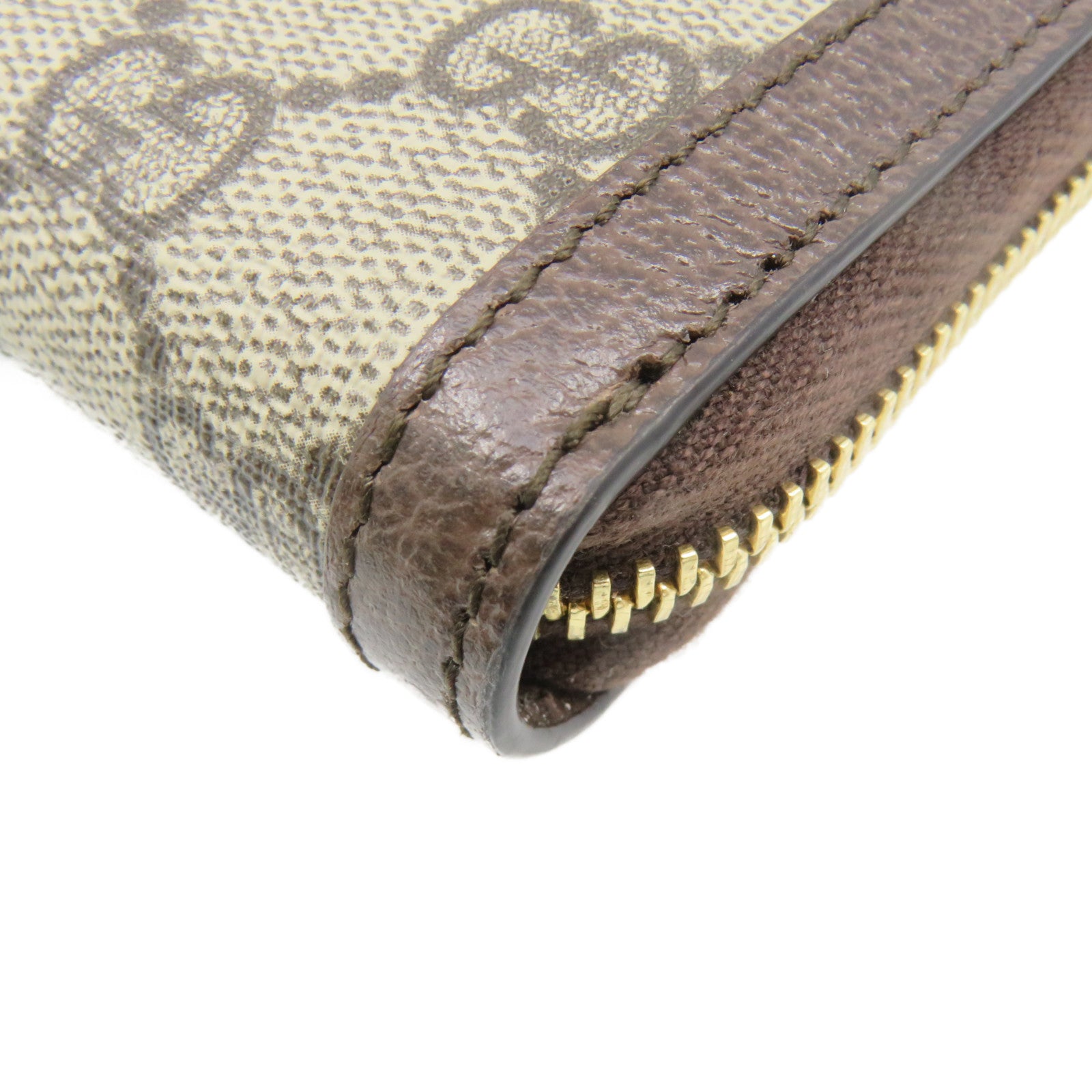 GUCCI Coated Canvas Zipper Long Wallet Zipper Long Wallet Brown
