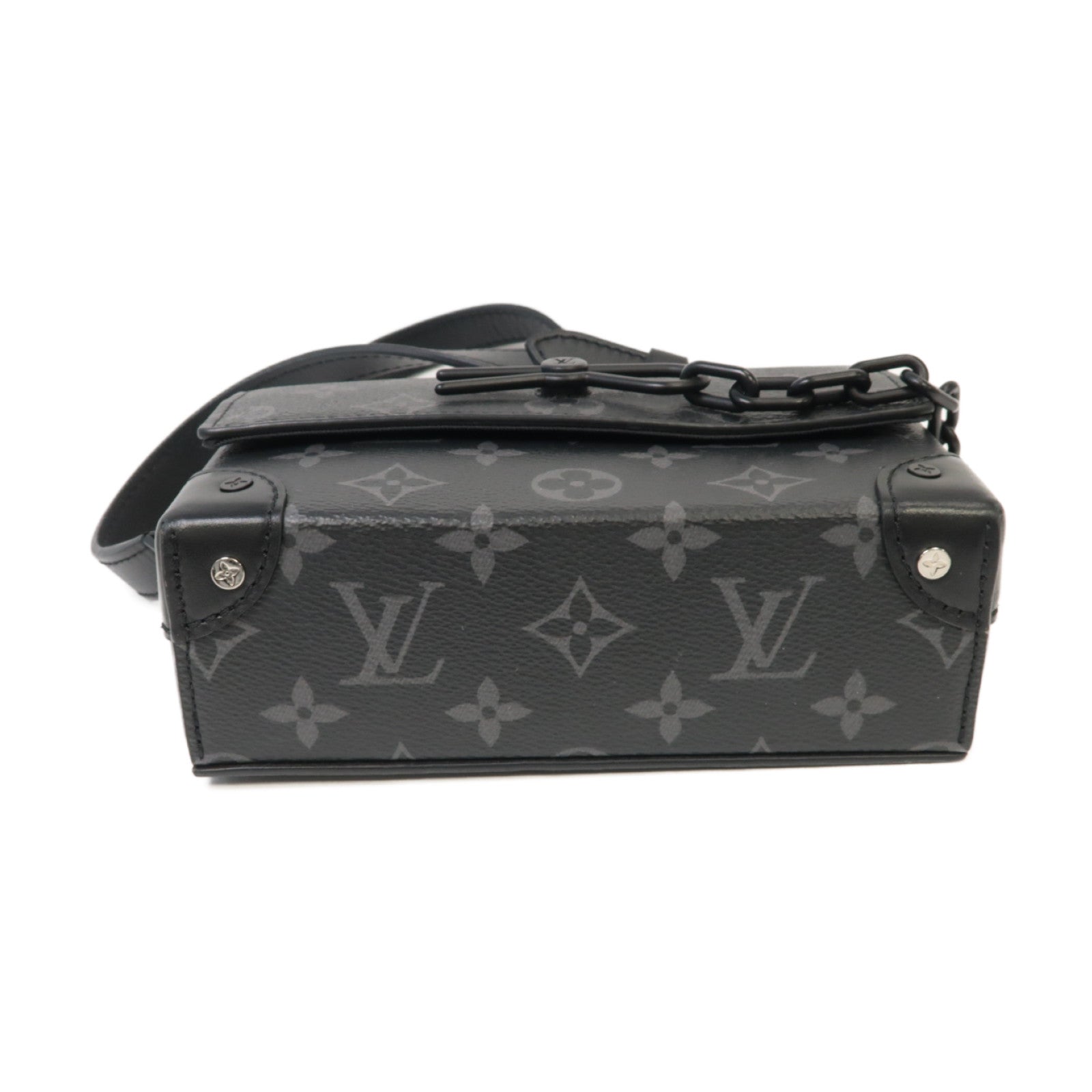 LOUIS VUITTON Monogram Eclipse Steamer肩背袋黑色