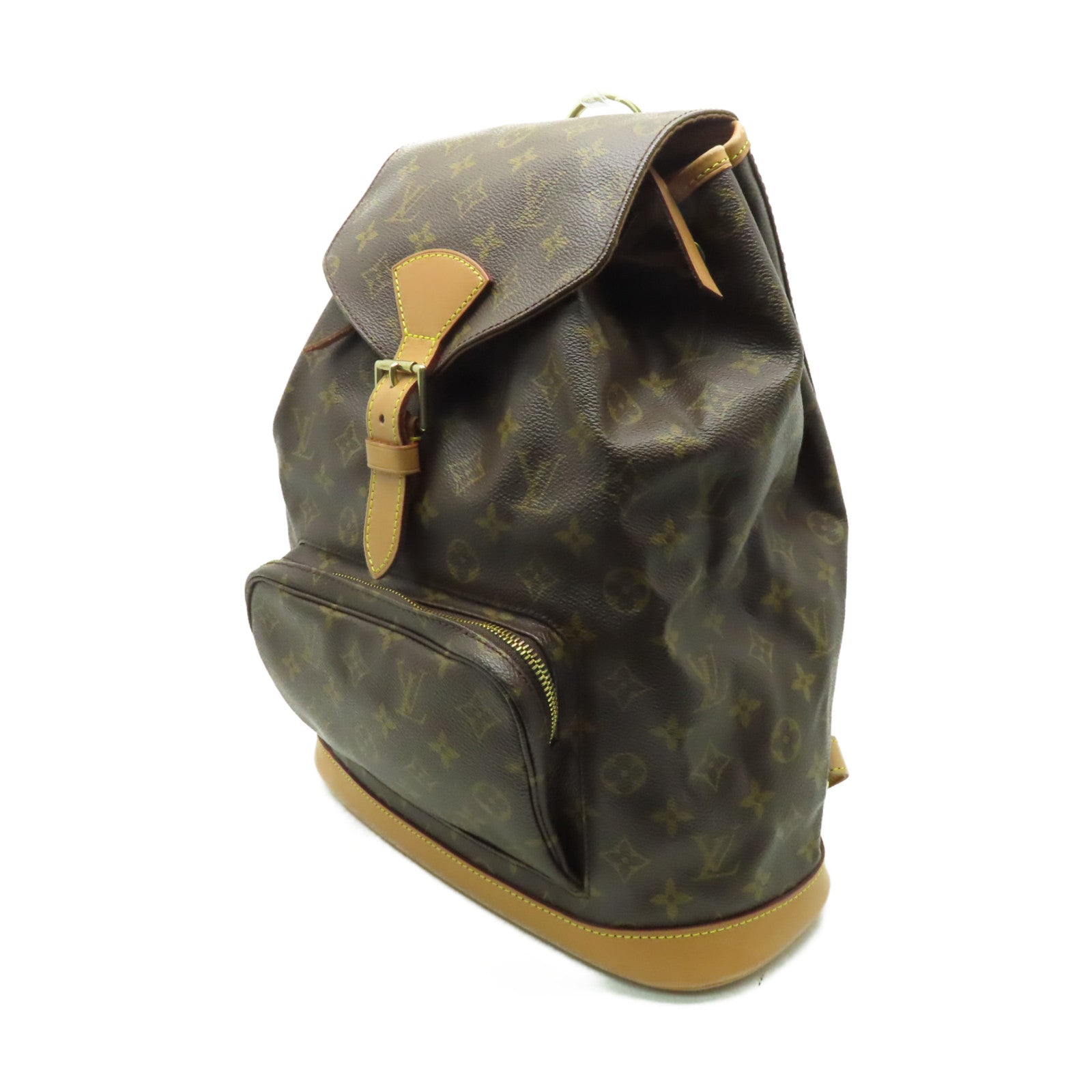 LOUIS VUITTON Monogram Montsouris GM金扣背包棕色