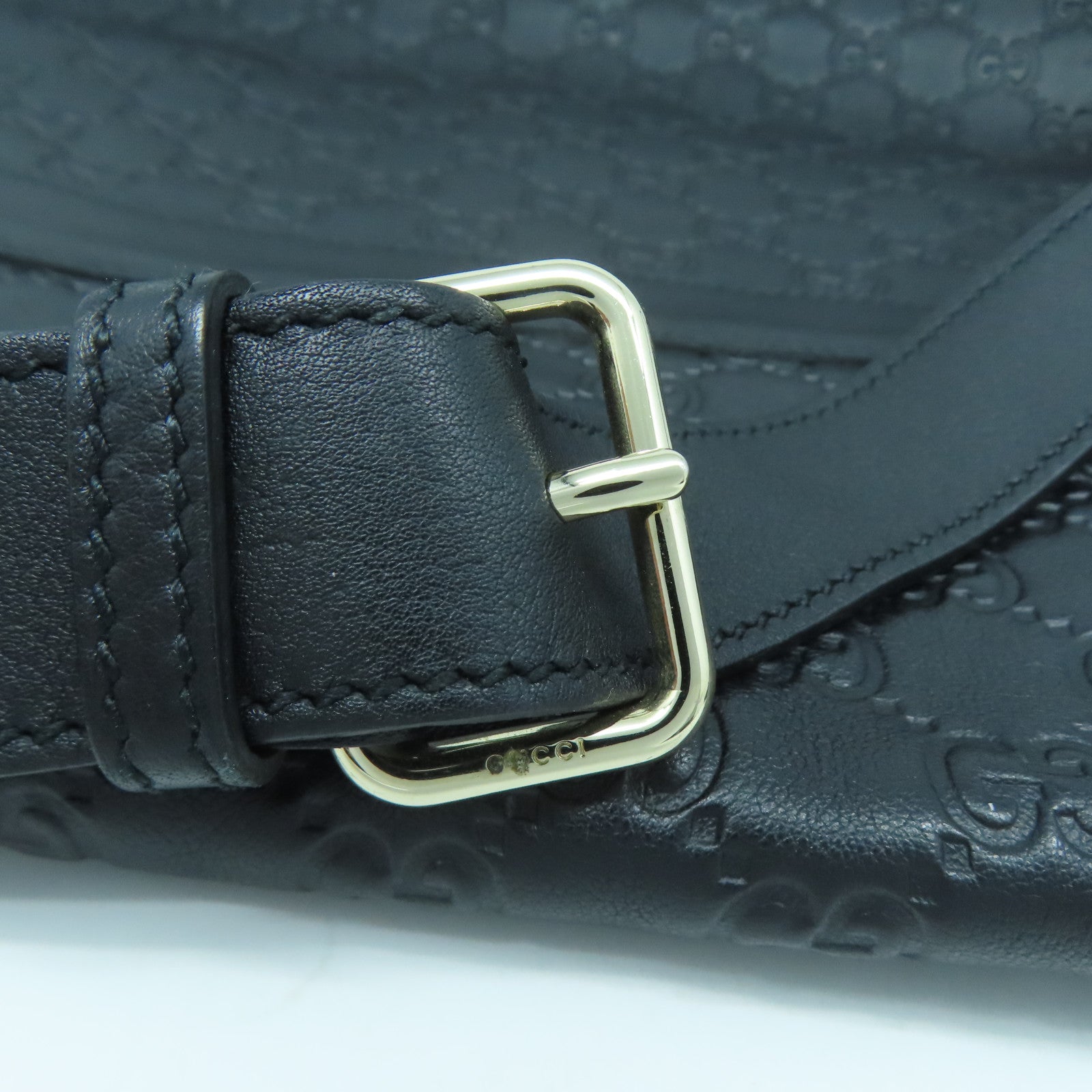 GUCCI 牛皮皮革Shoulder Bag銀扣肩背袋黑色