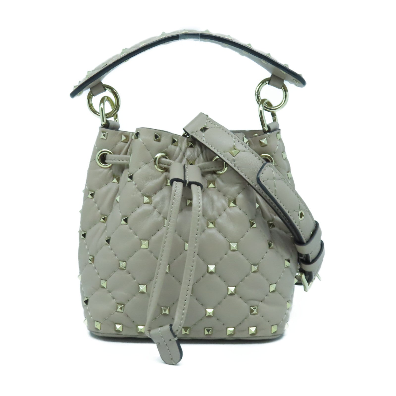 Valentino 菱格牛皮皮革2 Way Shoulder Bag金扣手挽肩背兩用袋粉紅色