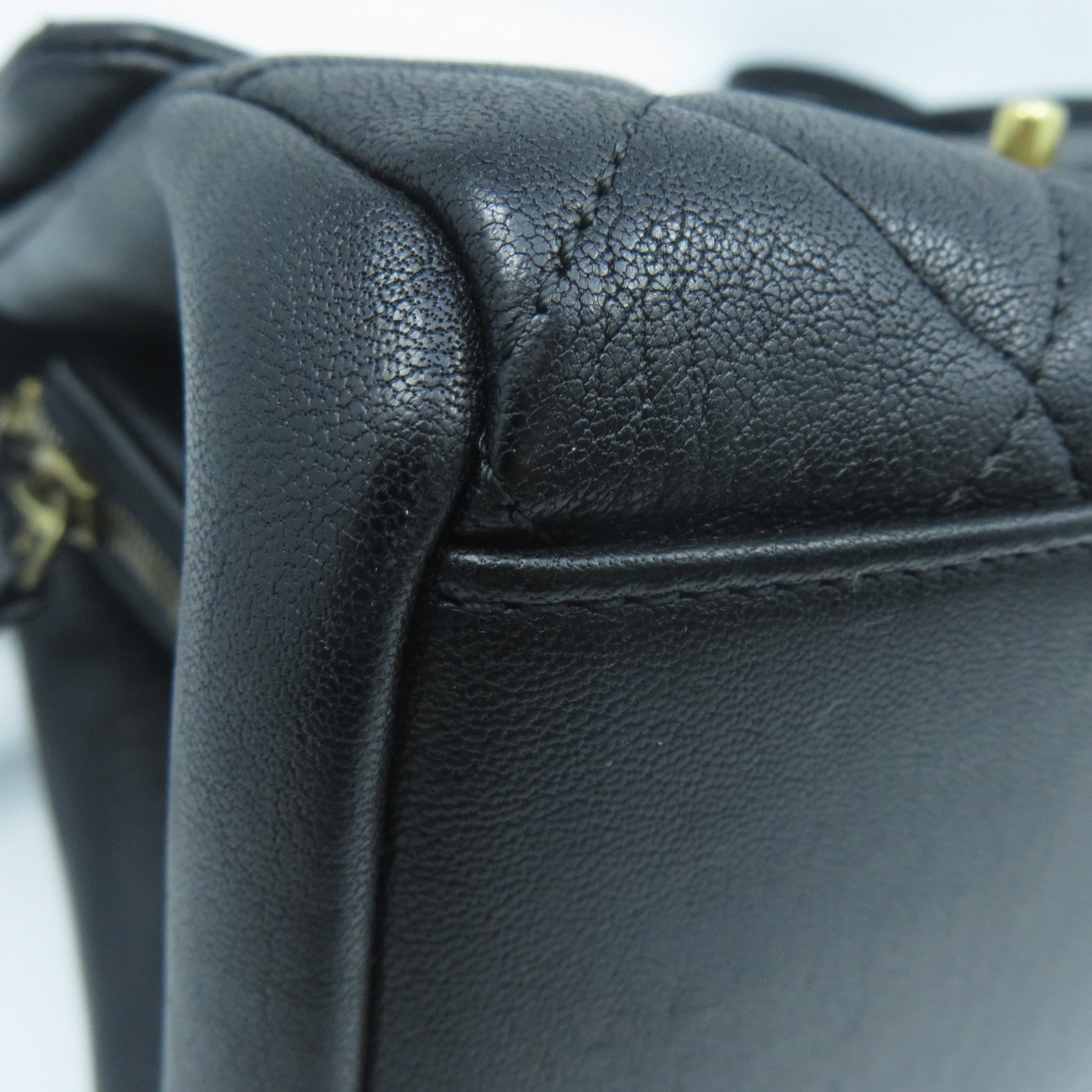 CHANEL 菱格牛皮皮革Shoulder Bag金扣手挽肩背兩用袋黑色