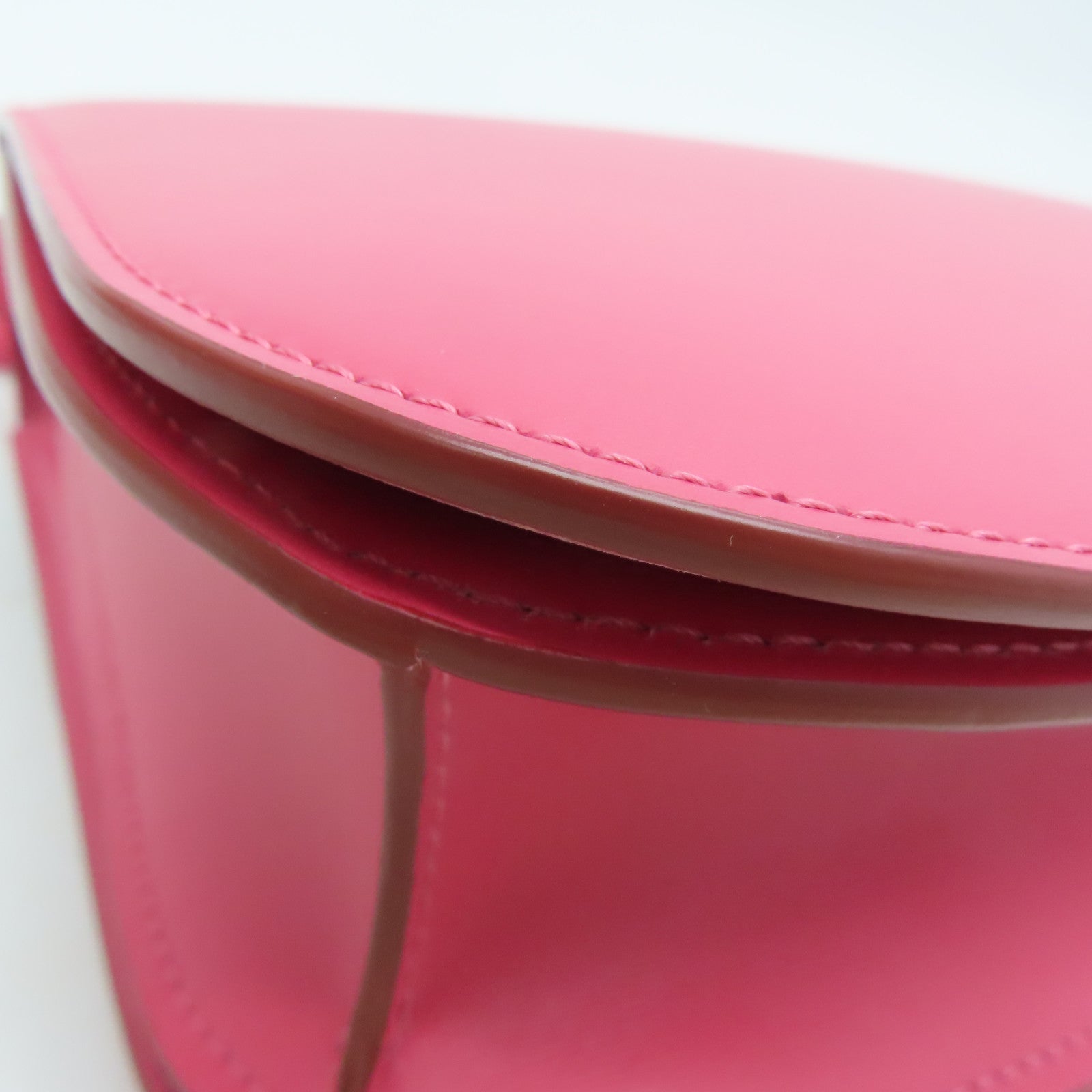 CELINE Cowhide Leather Box Silver Buckle Shoulder Bag Pink