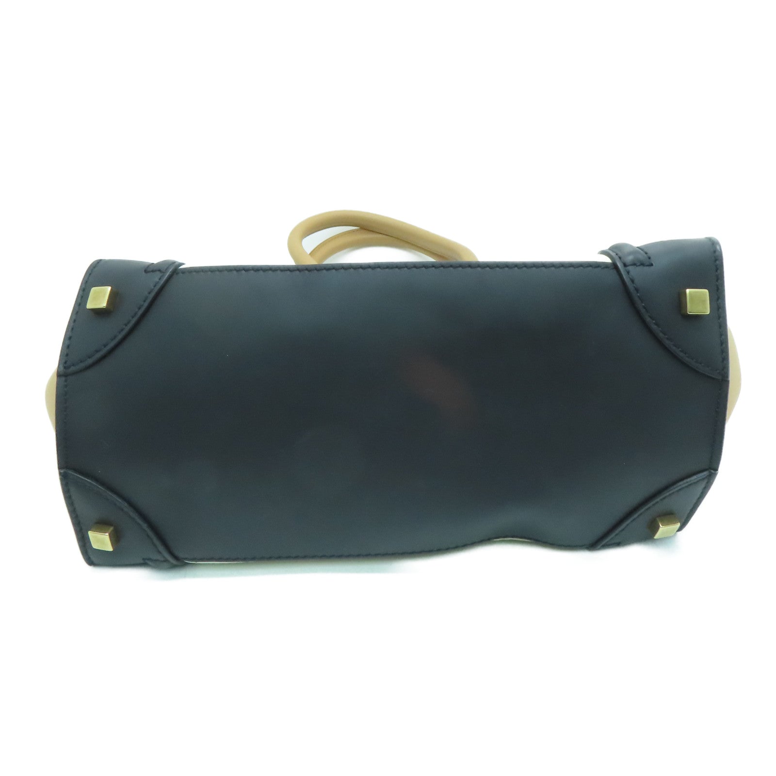 CELINE 牛皮皮革Mini Luggage金扣手挽袋米色/白色/黑色
