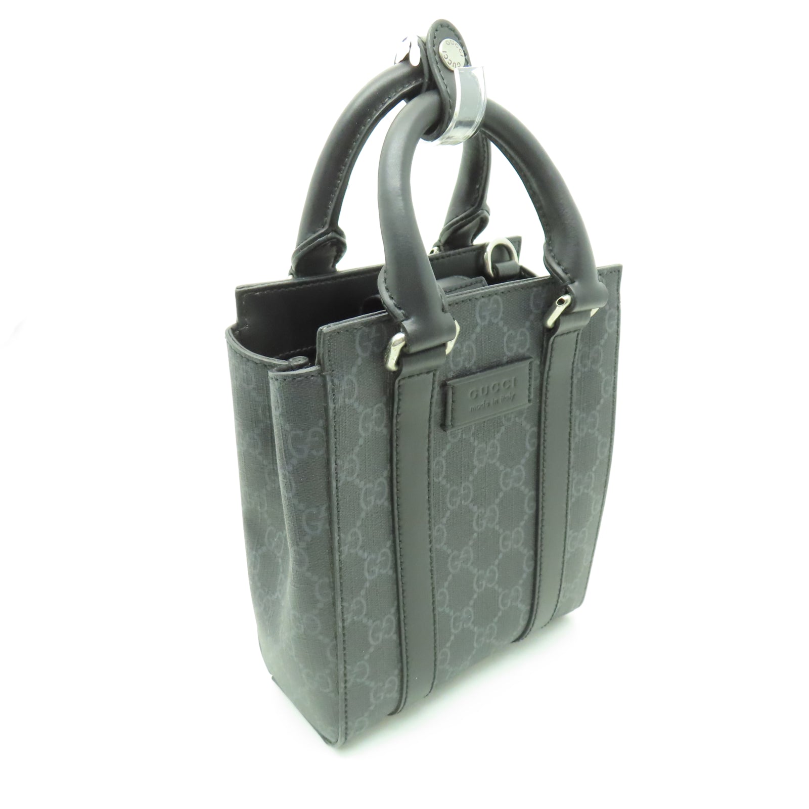 GUCCI 牛皮皮革Hand Bag銀扣手挽袋深藍色